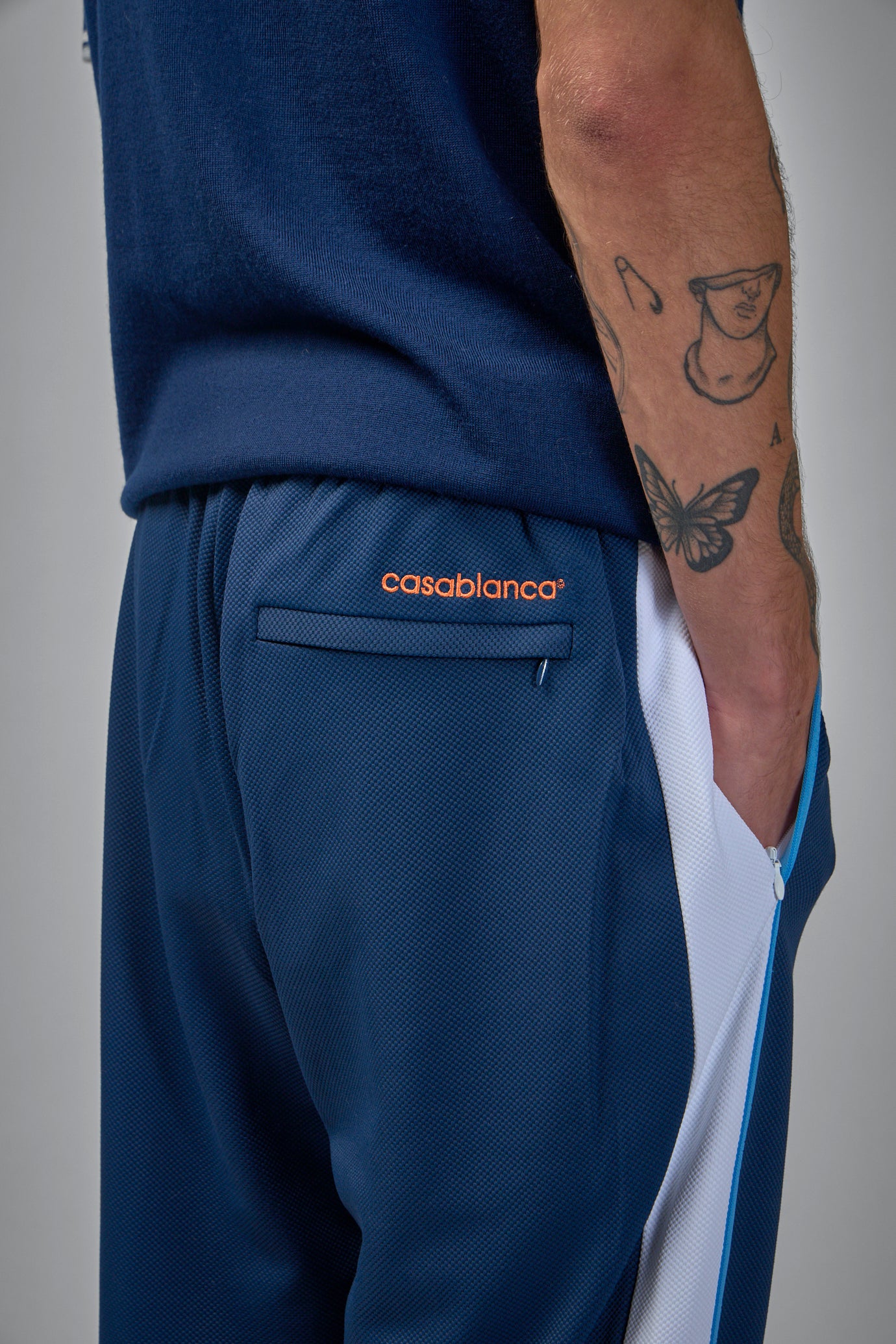 Mens Textured Trak Pants Round Pique