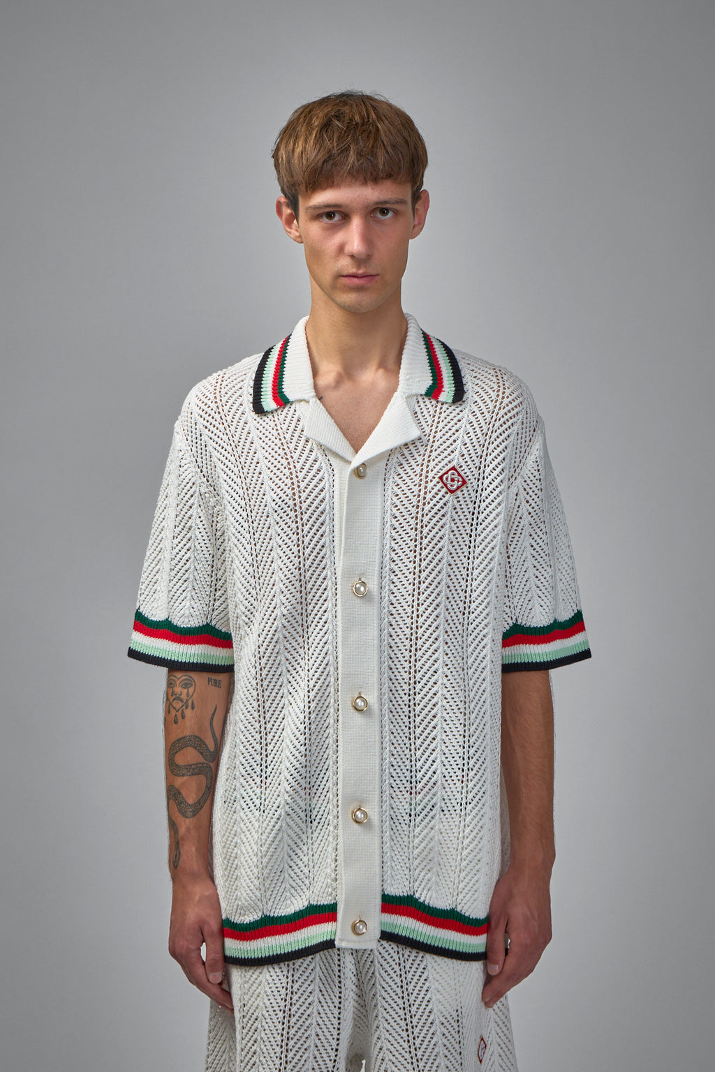 Sporty Faux Crochet Shirt