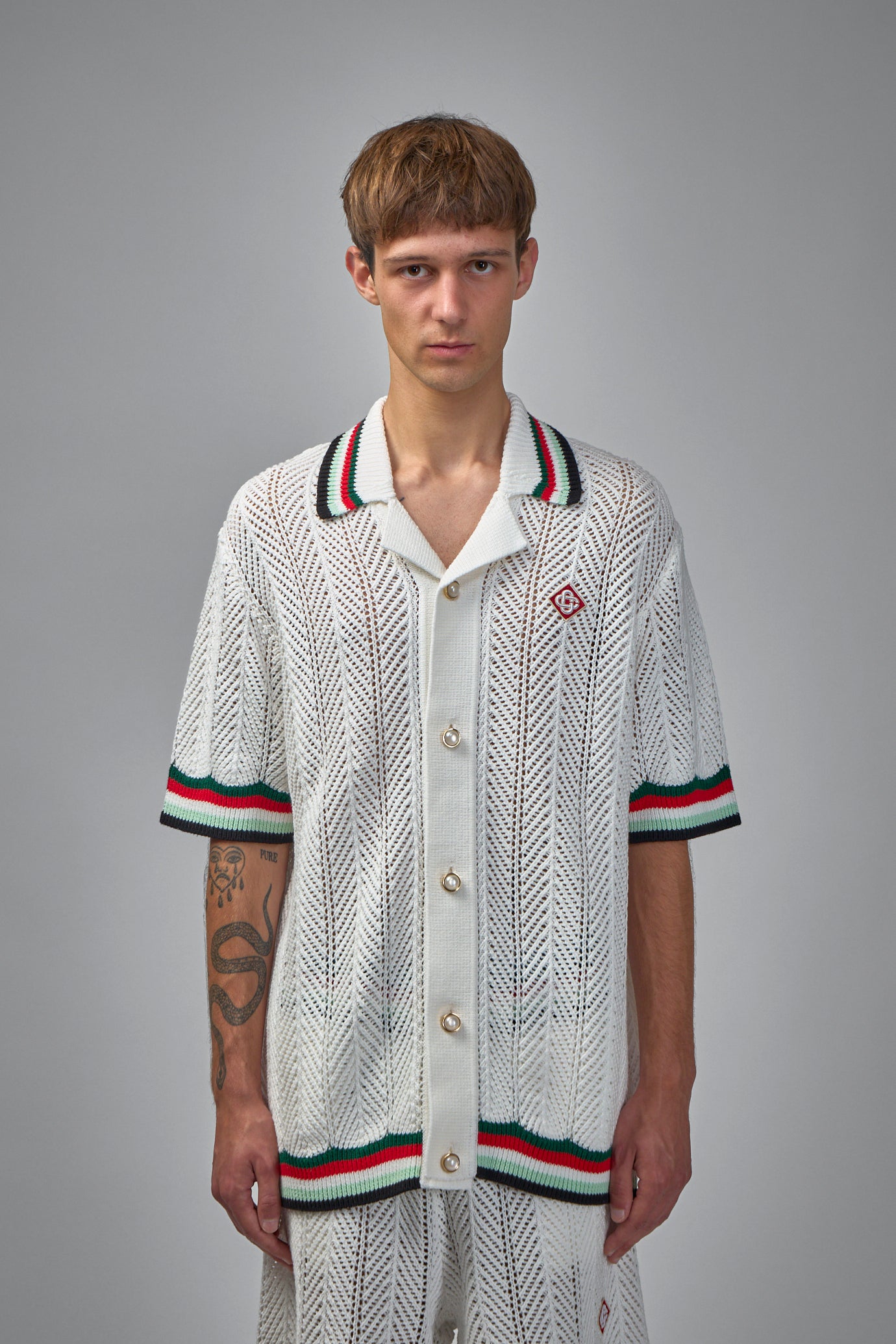 Sporty Faux Crochet Shirt