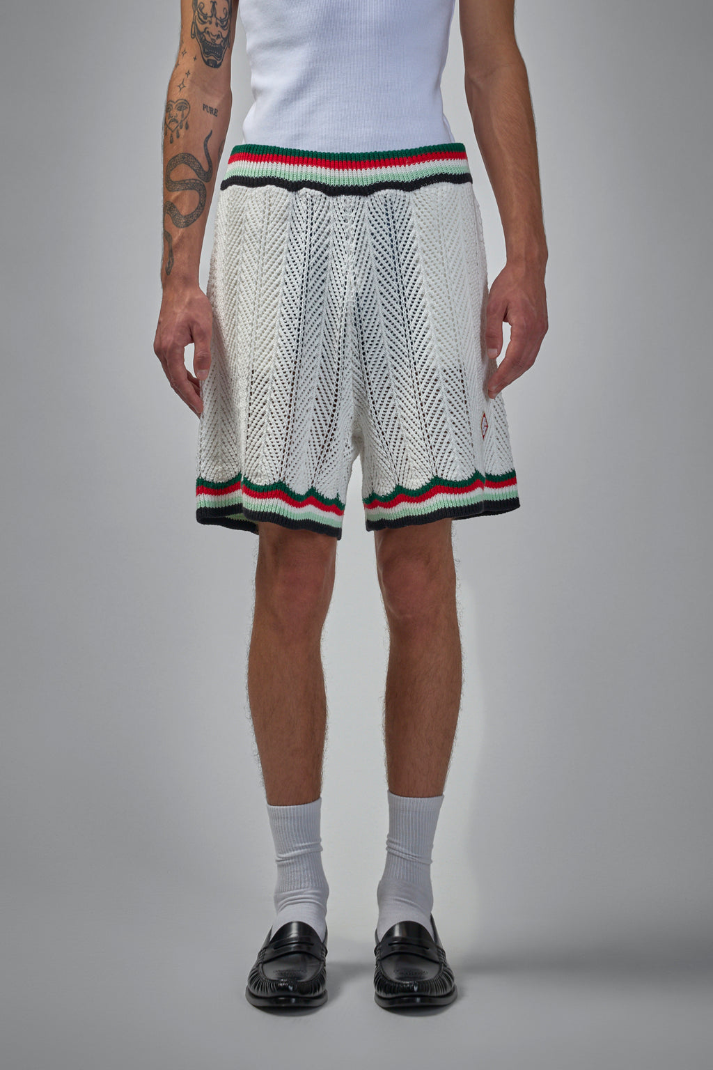 Chevron Faux Crochet Shorts