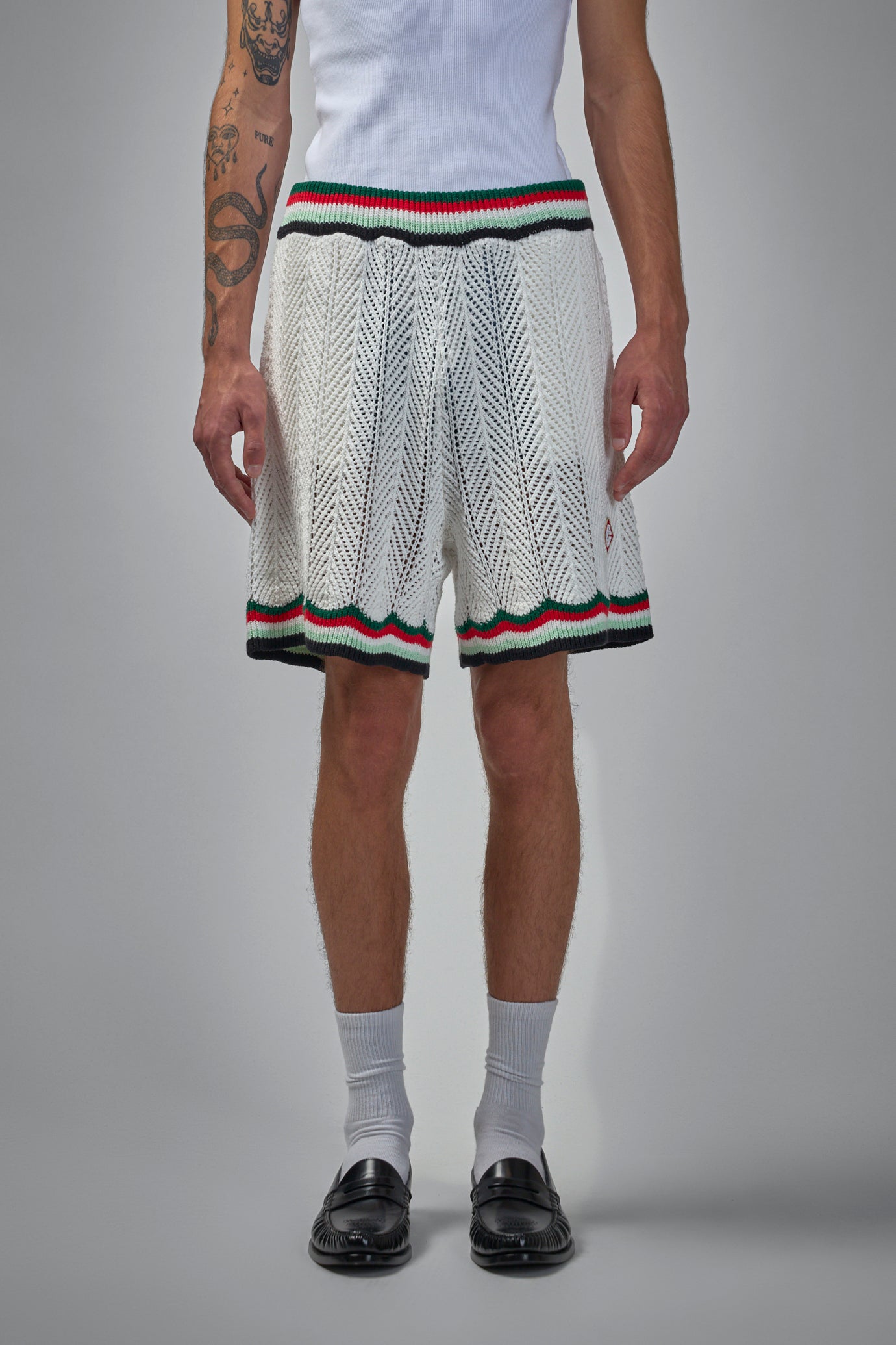 Chevron Faux Crochet Shorts