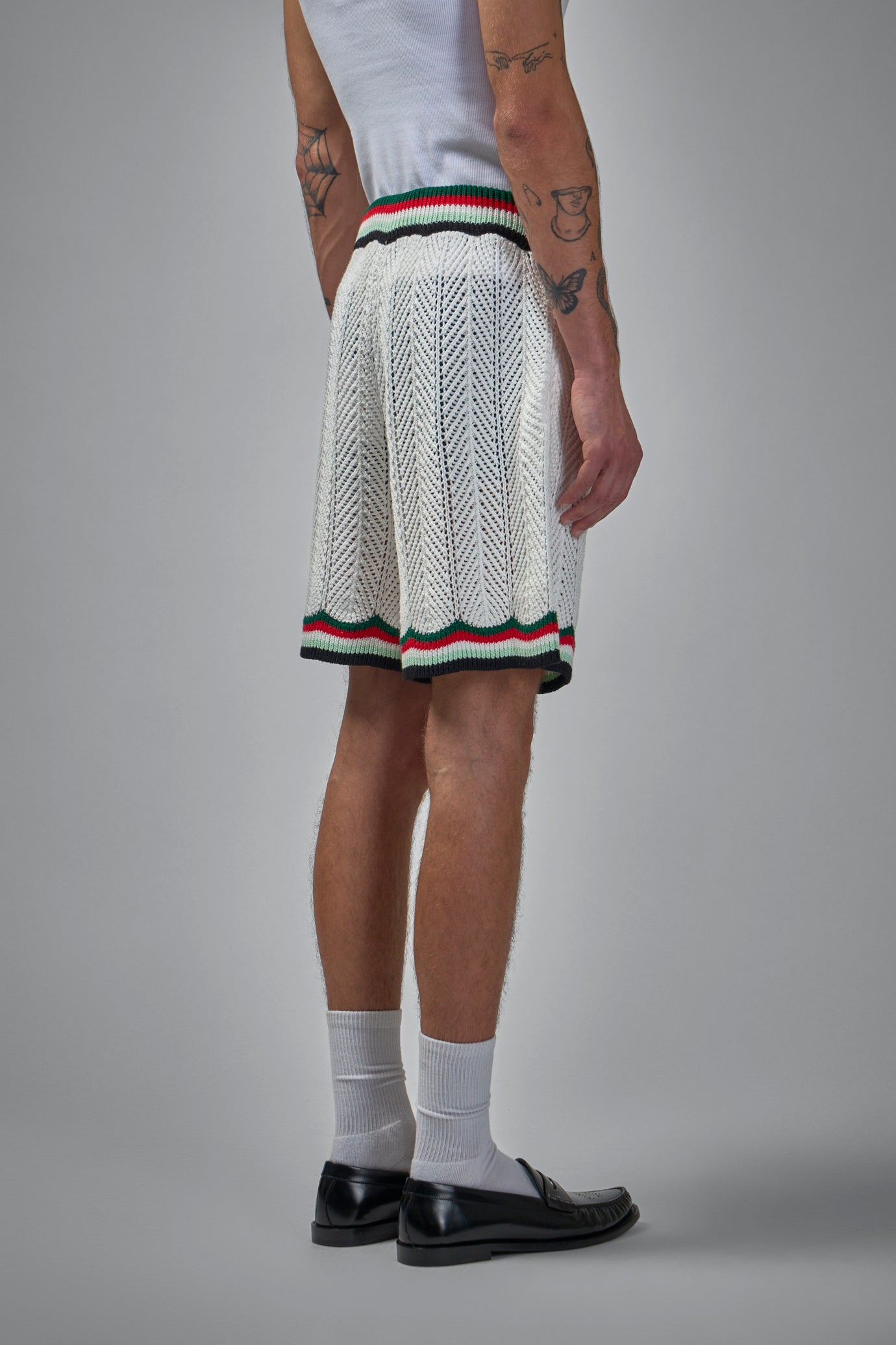 Chevron Faux Crochet Shorts