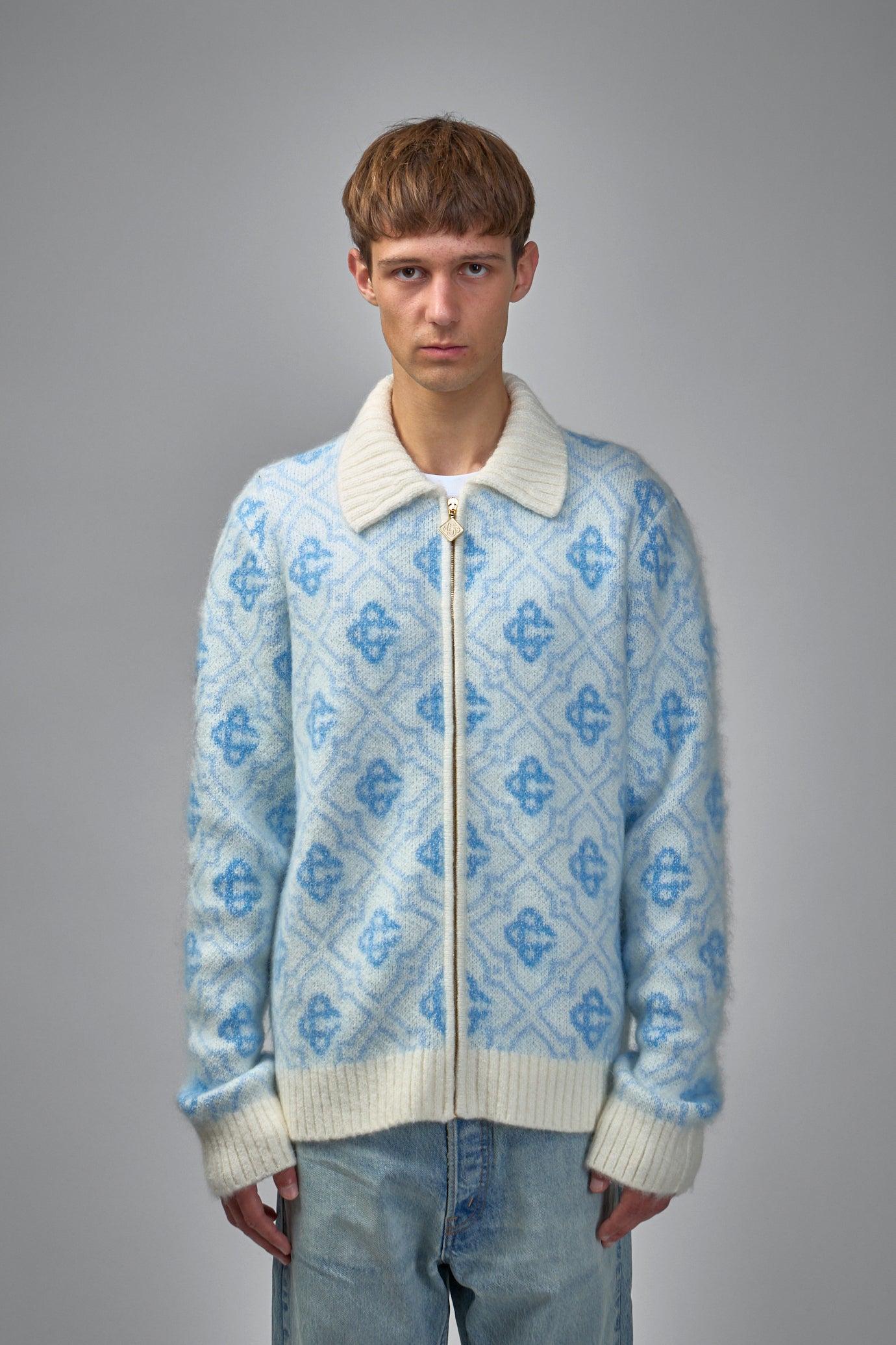 Mohair Monogram Zip Jumper