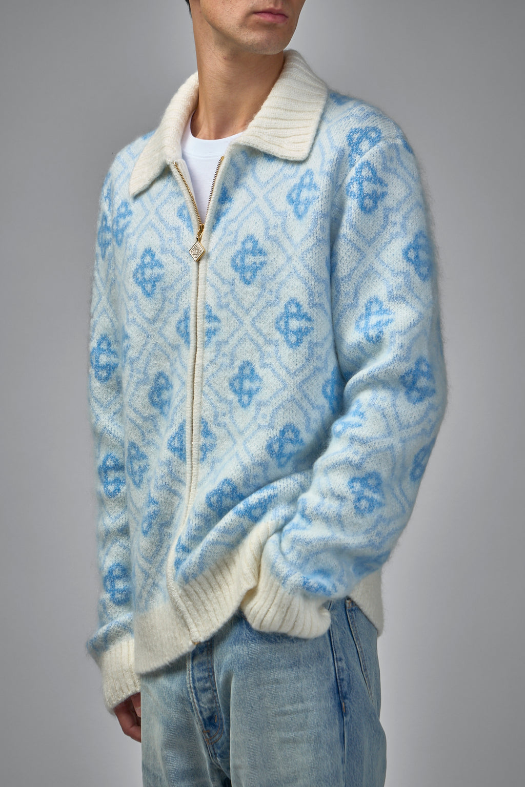 Mohair Monogram Zip Jumper