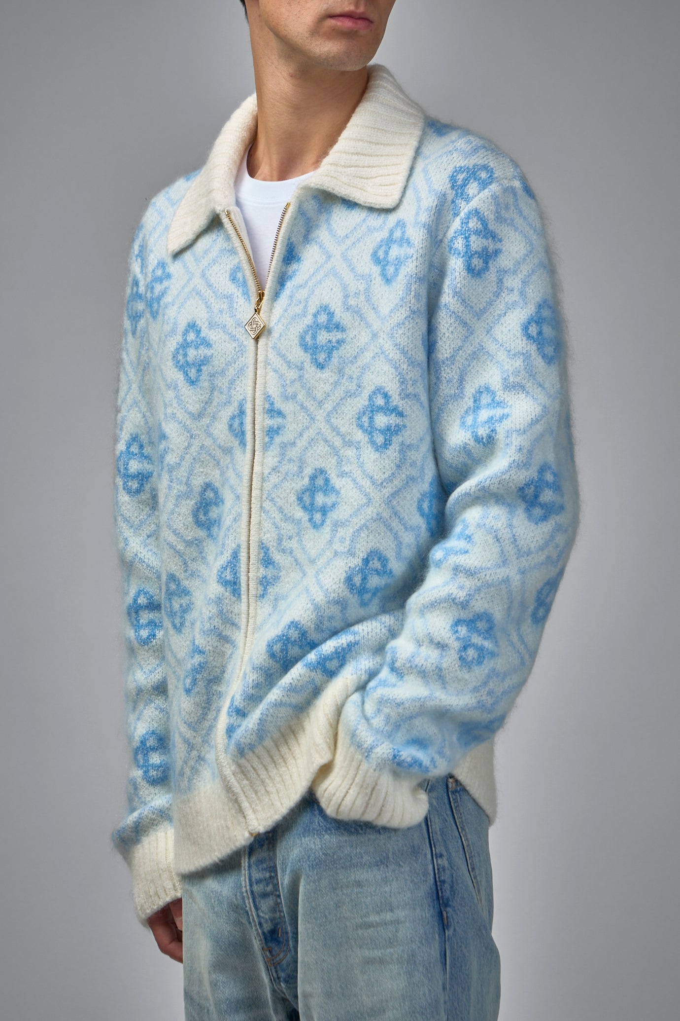 Mohair Monogram Zip Jumper