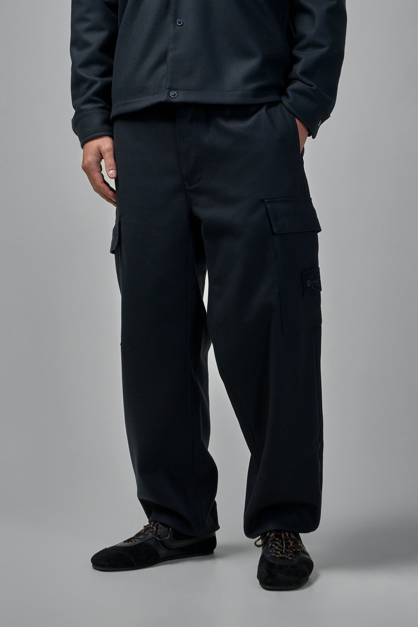 Wool Nylon Flannel Cargo Trousers