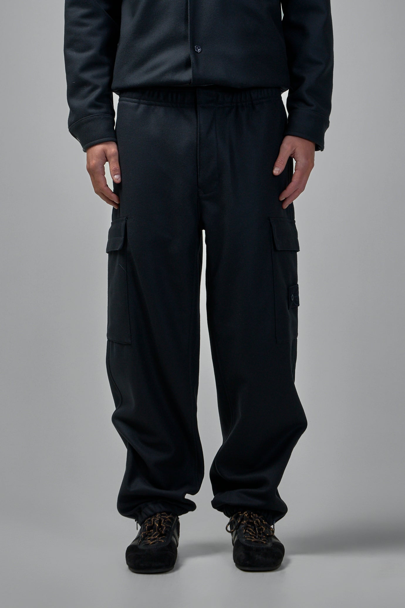 Wool Nylon Flannel Cargo Trousers