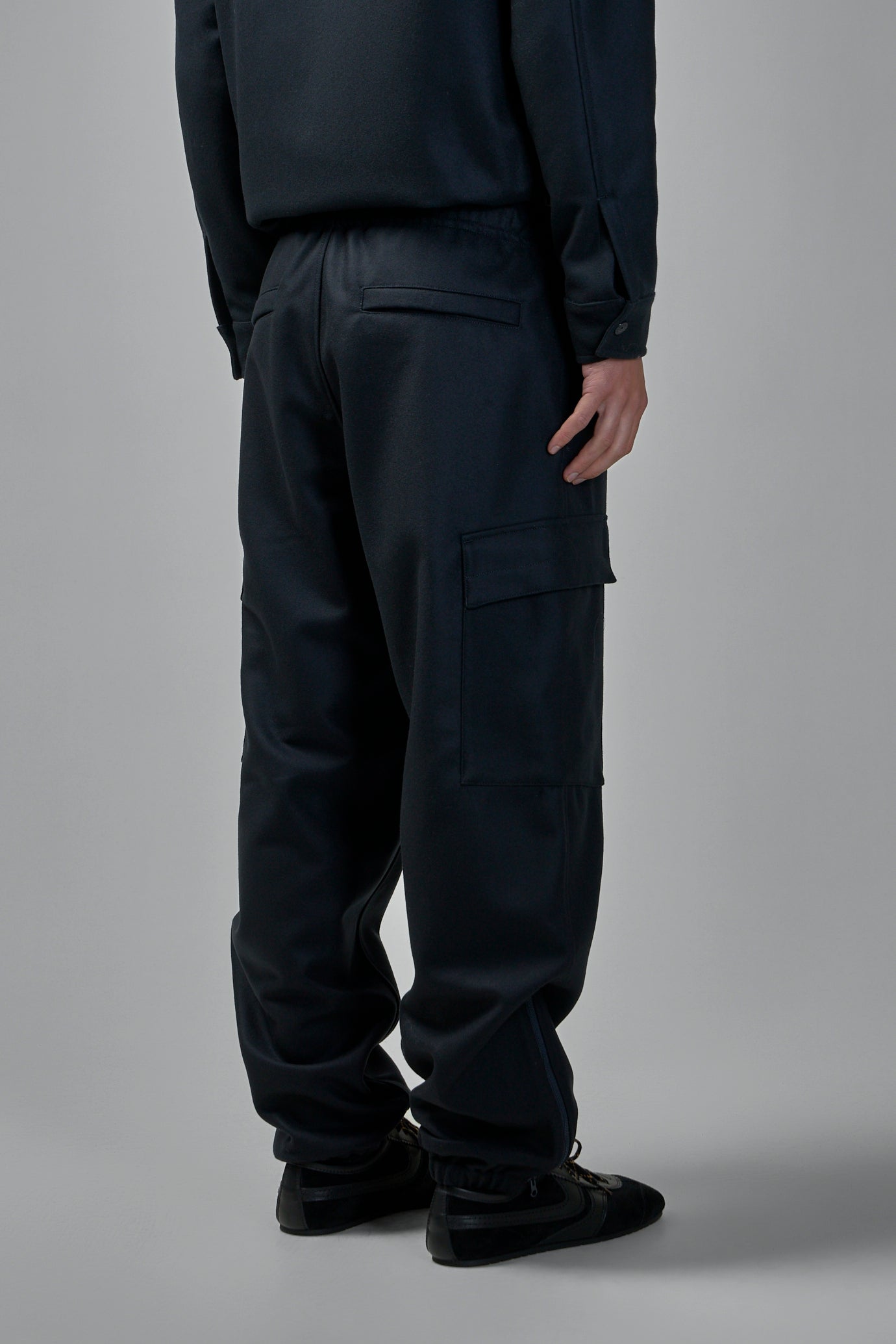 Wool Nylon Flannel Cargo Trousers