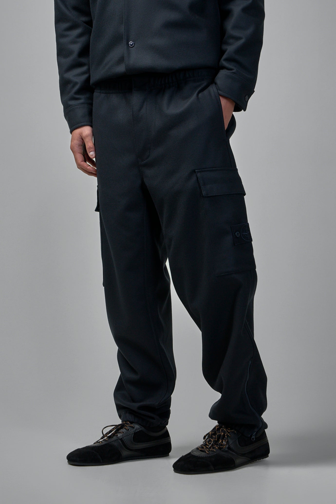 Wool Nylon Flannel Cargo Trousers