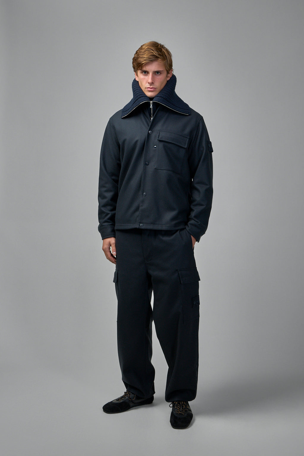 Wool Nylon Flannel Cargo Trousers