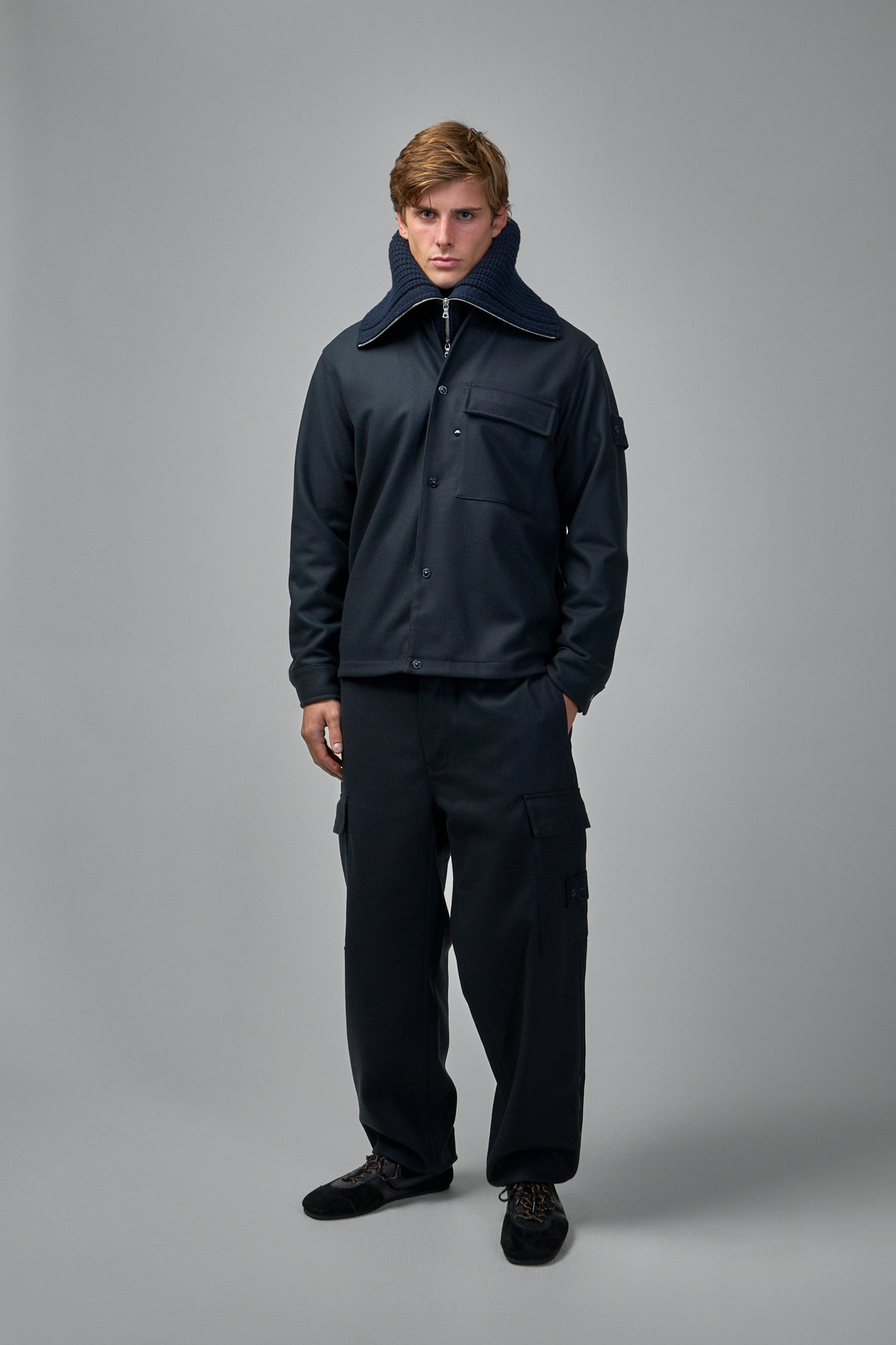 Wool Nylon Flannel Cargo Trousers