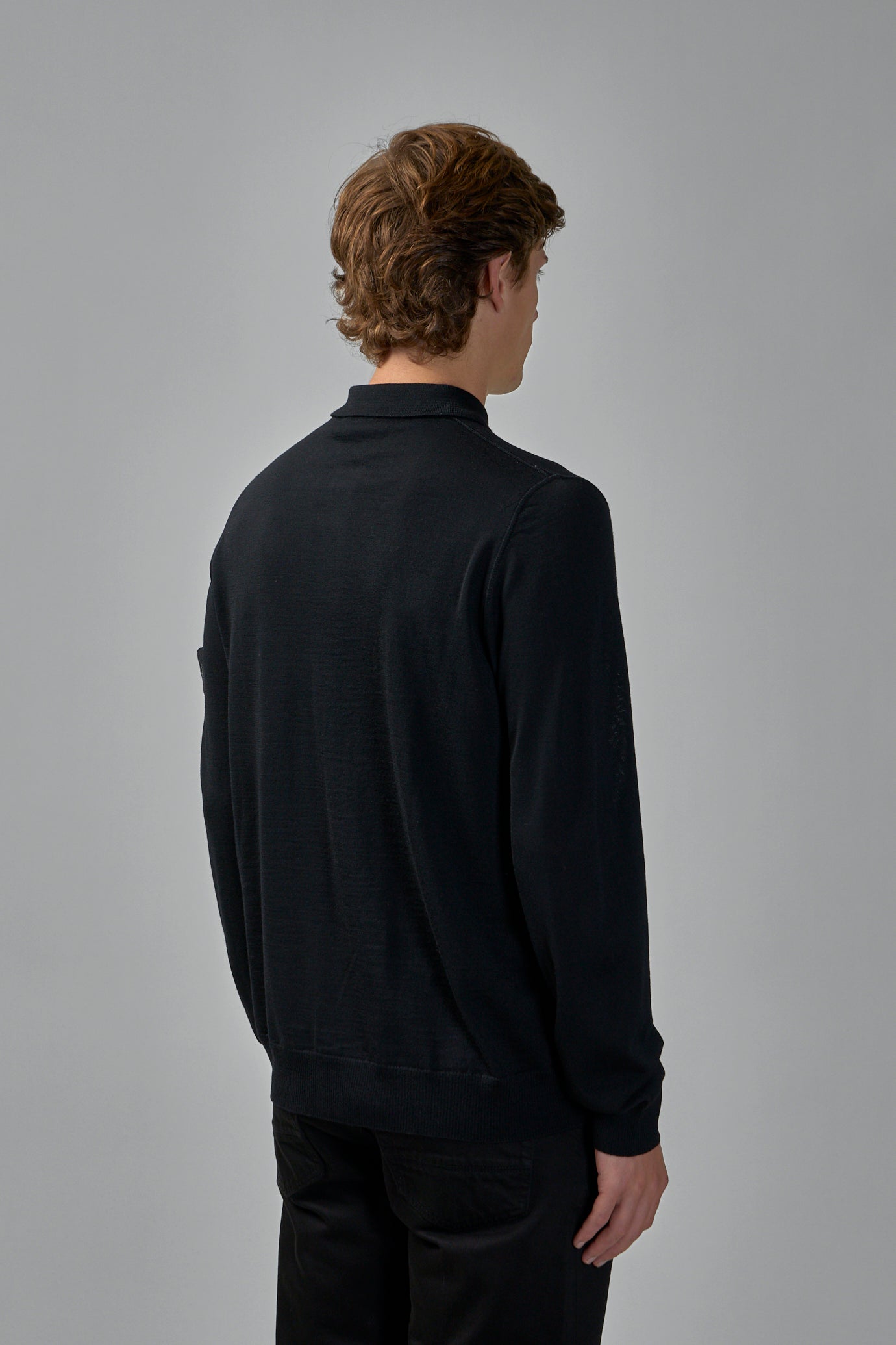 Long Sleeve Polo Jumper with Ribbed Trims