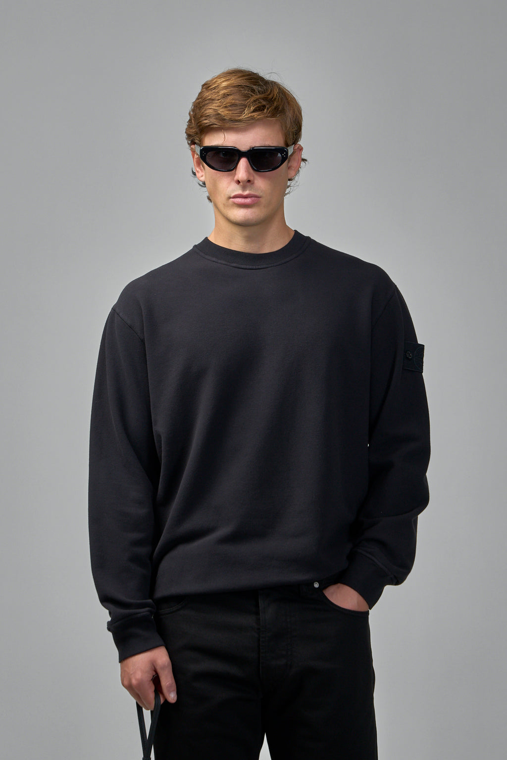 Stretch Cotton Fleece Ghost Crewneck Sweatshirt