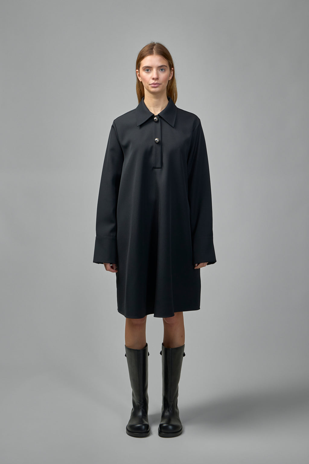 Wool Gabardine Polo Dress