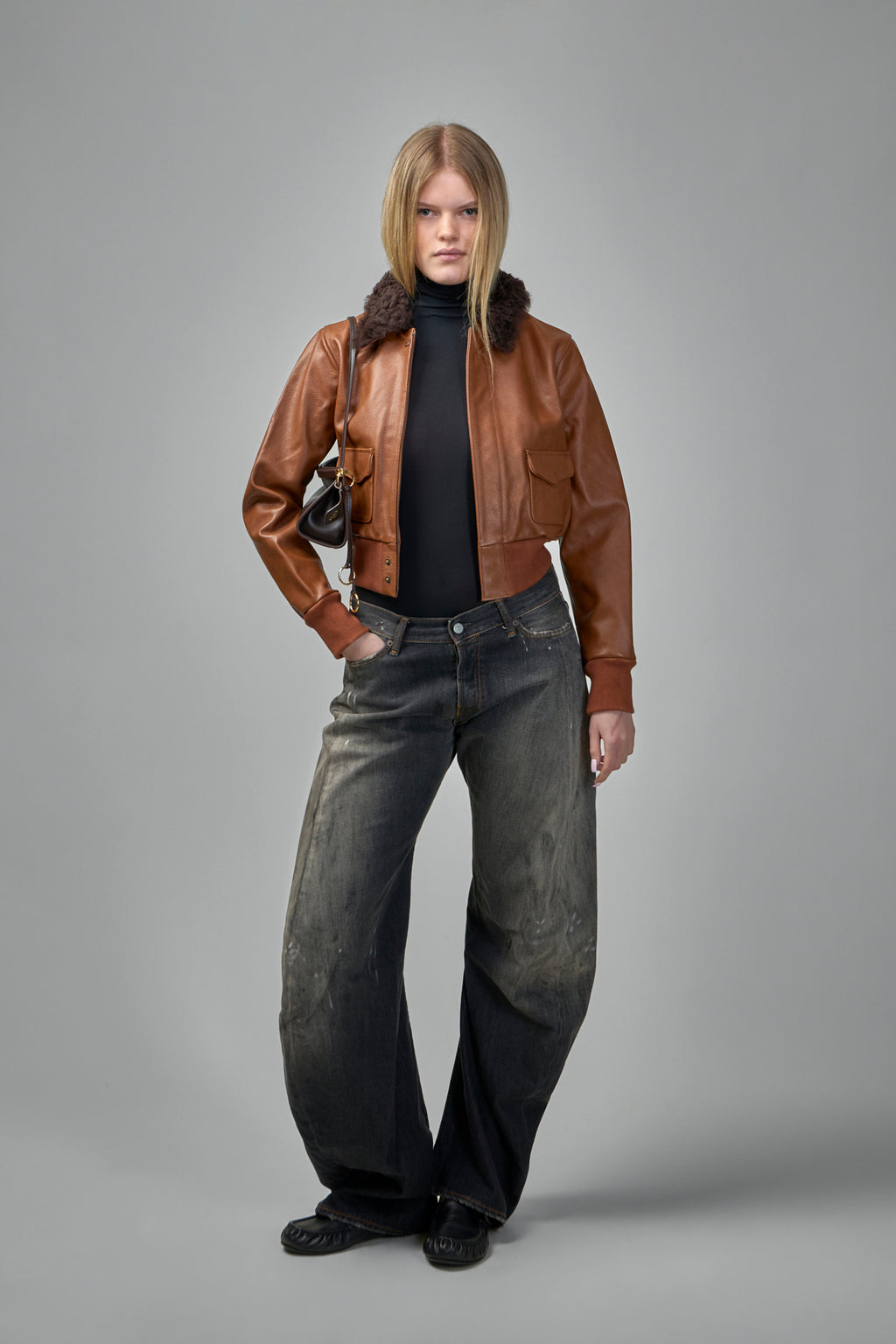 Cropped Shrunken Zip-Up Bomber