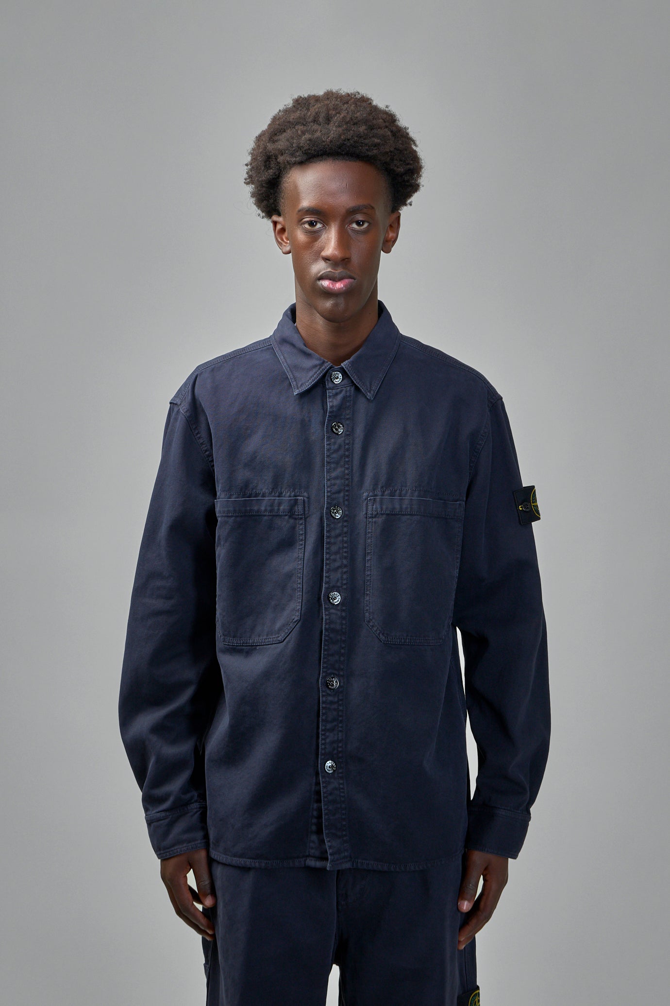 Washed Shirt with Logo Patch