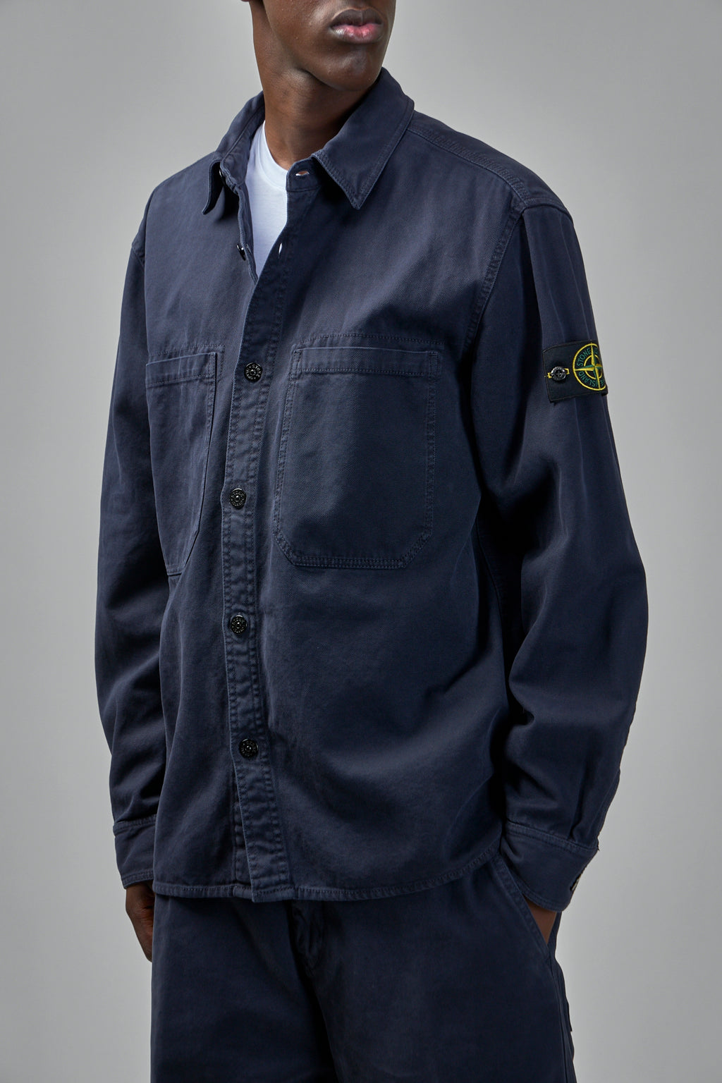 Washed Shirt with Logo Patch