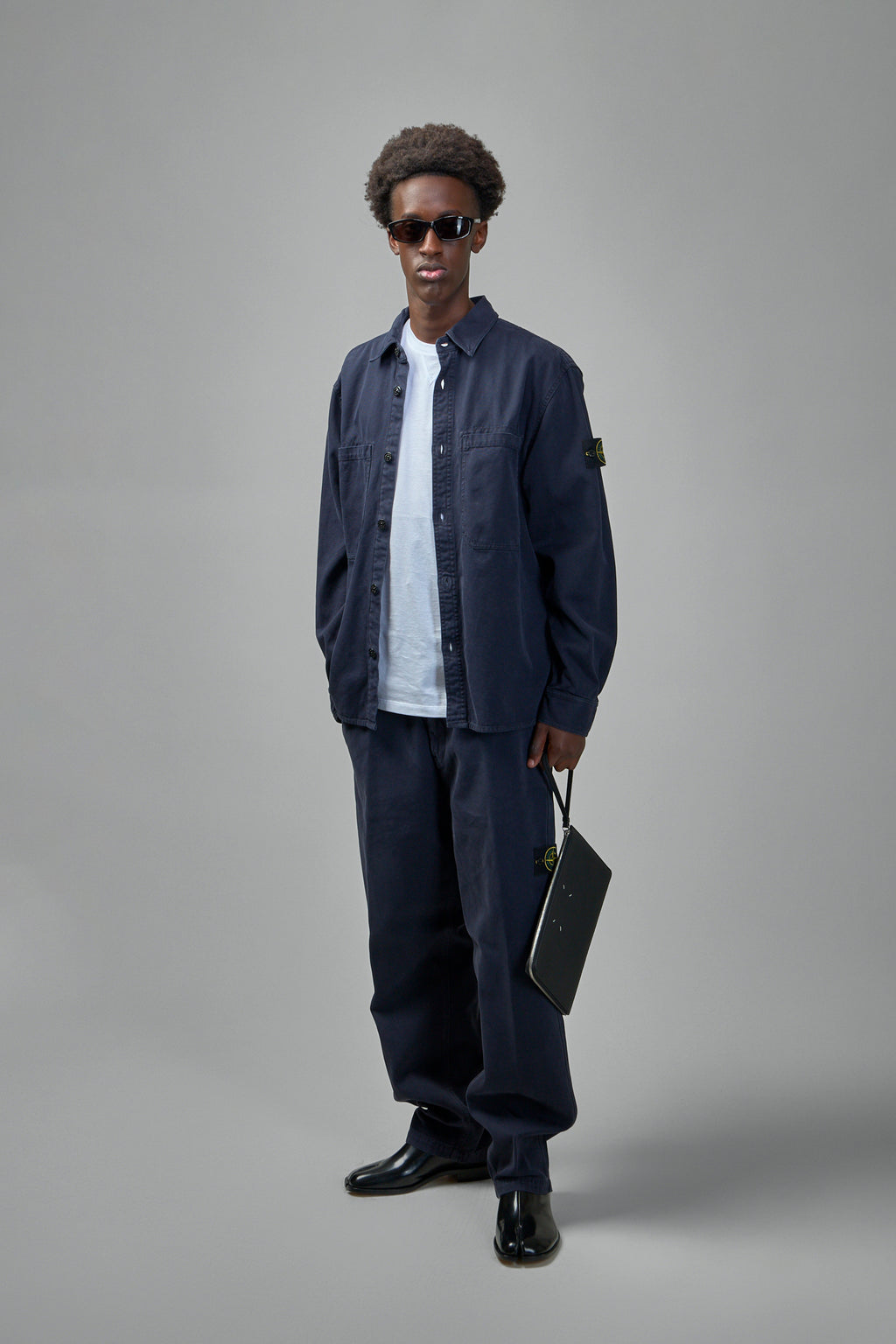 Washed Shirt with Logo Patch