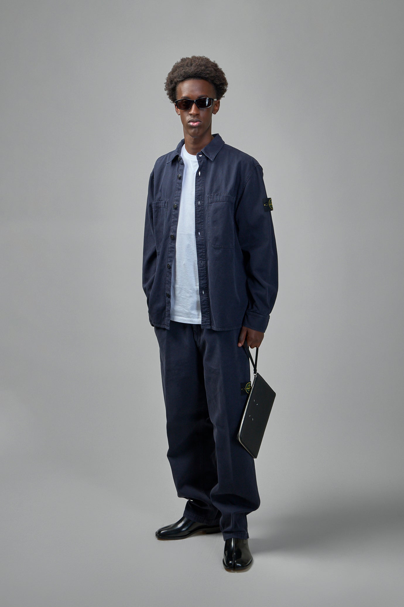 Washed Shirt with Logo Patch