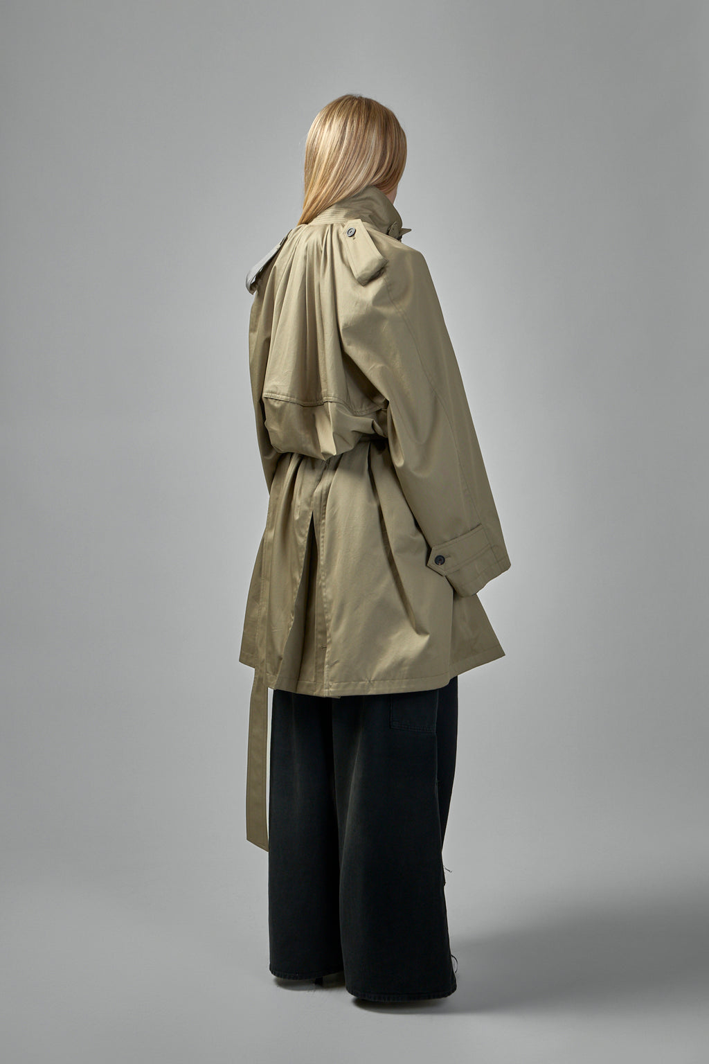 Draped Neck Midi Trench