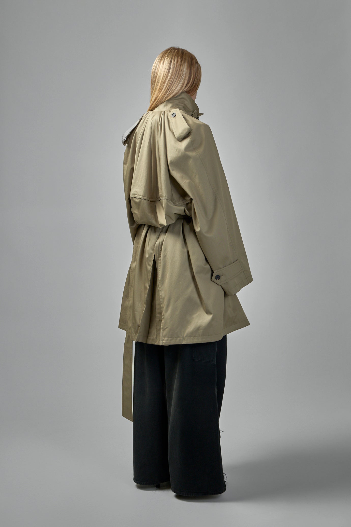 Draped Neck Midi Trench