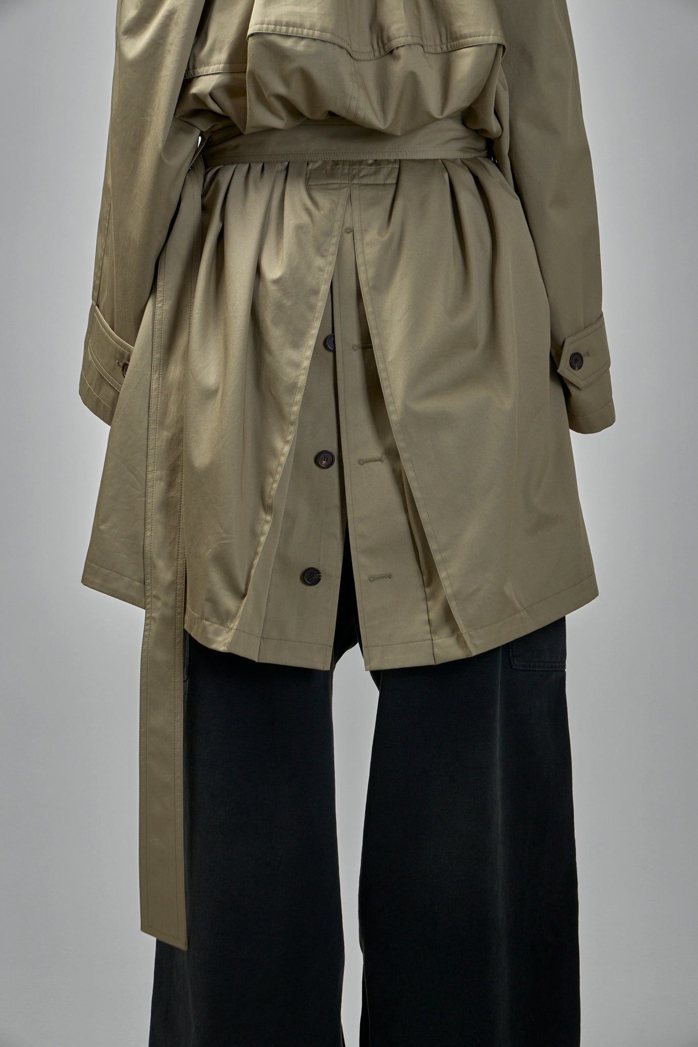 Draped Neck Midi Trench