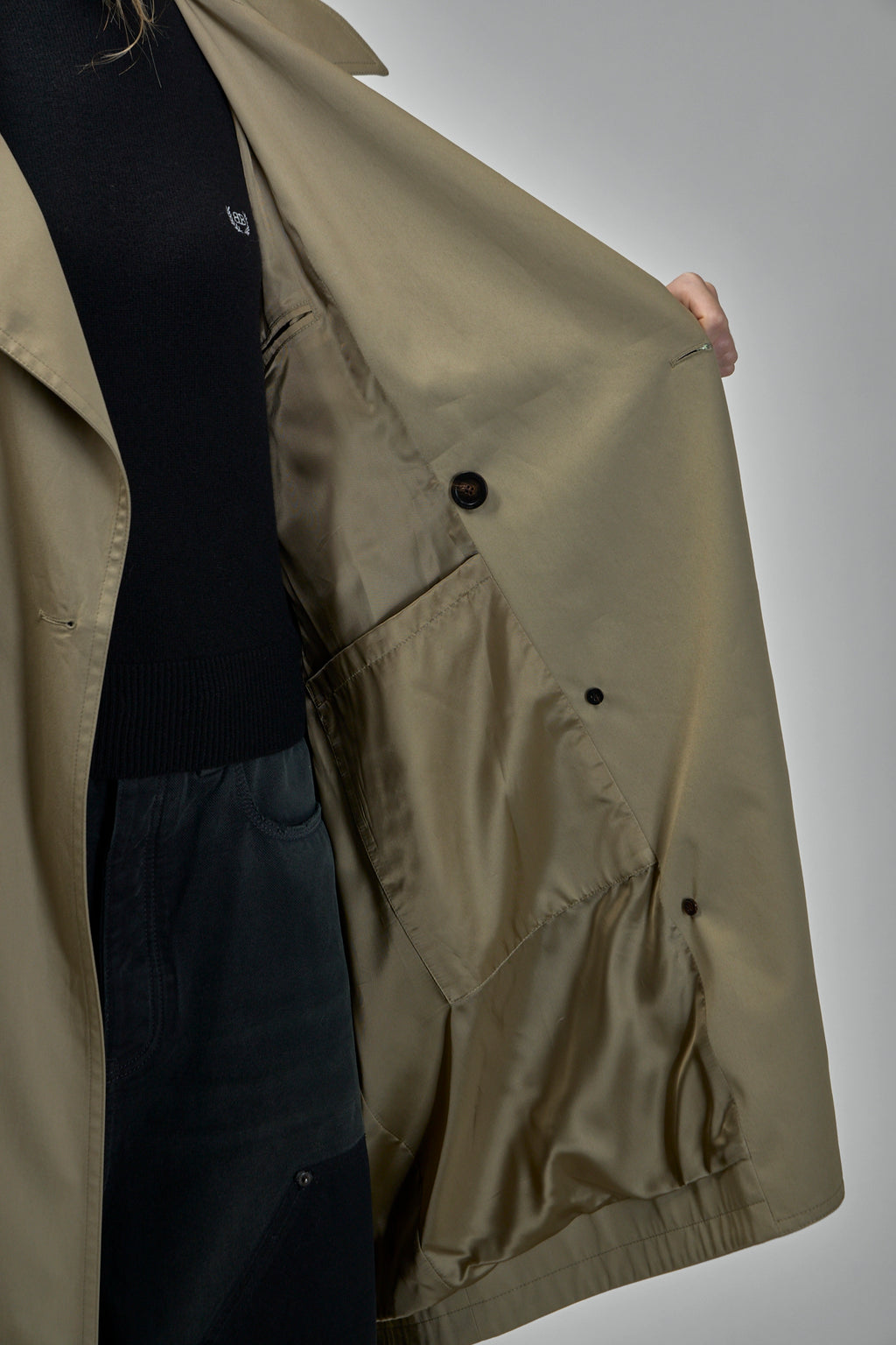 Draped Neck Midi Trench