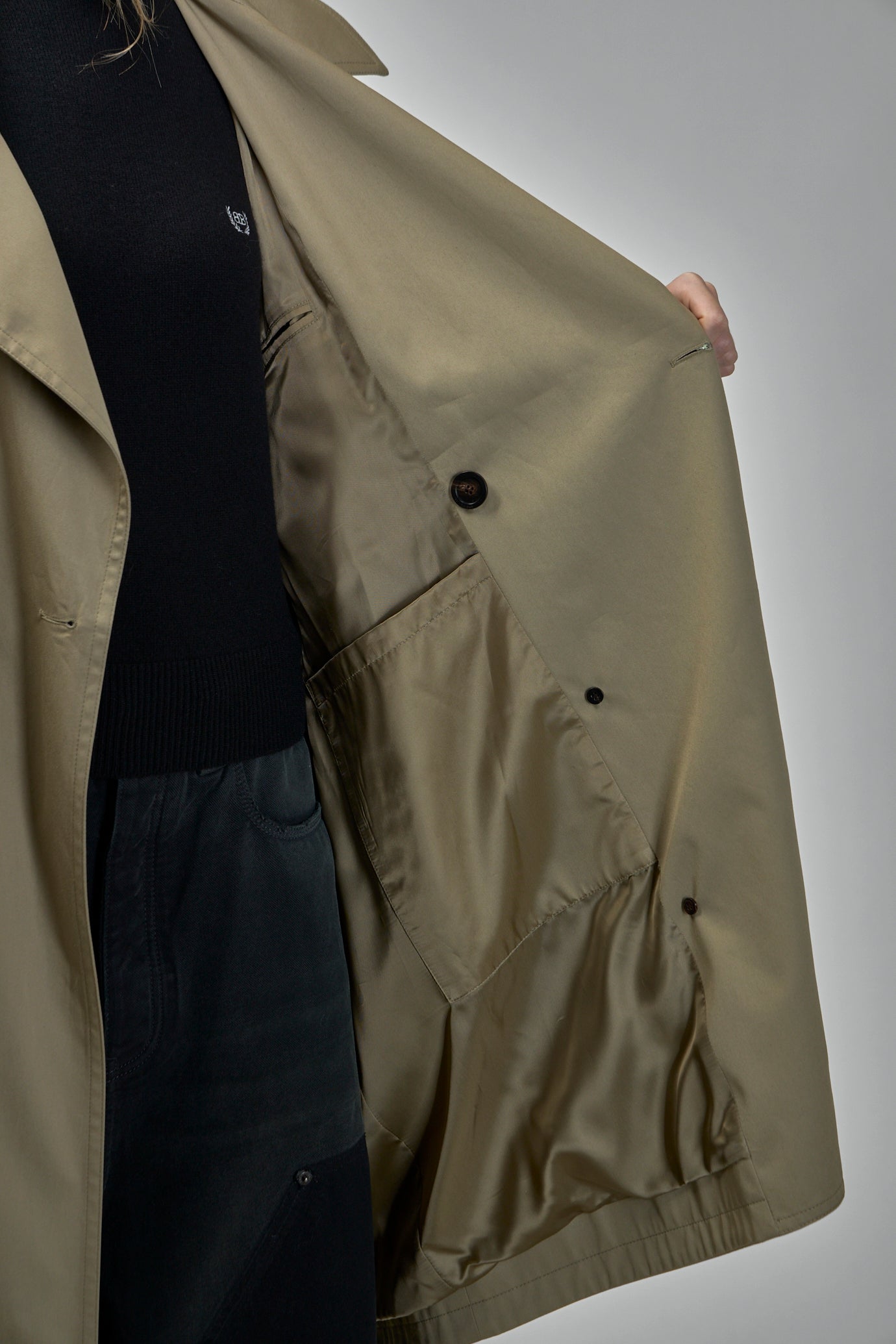 Draped Neck Midi Trench