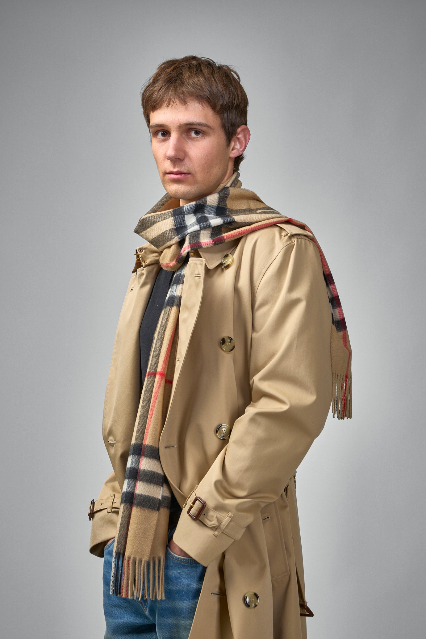 Check Cashmere Scarf