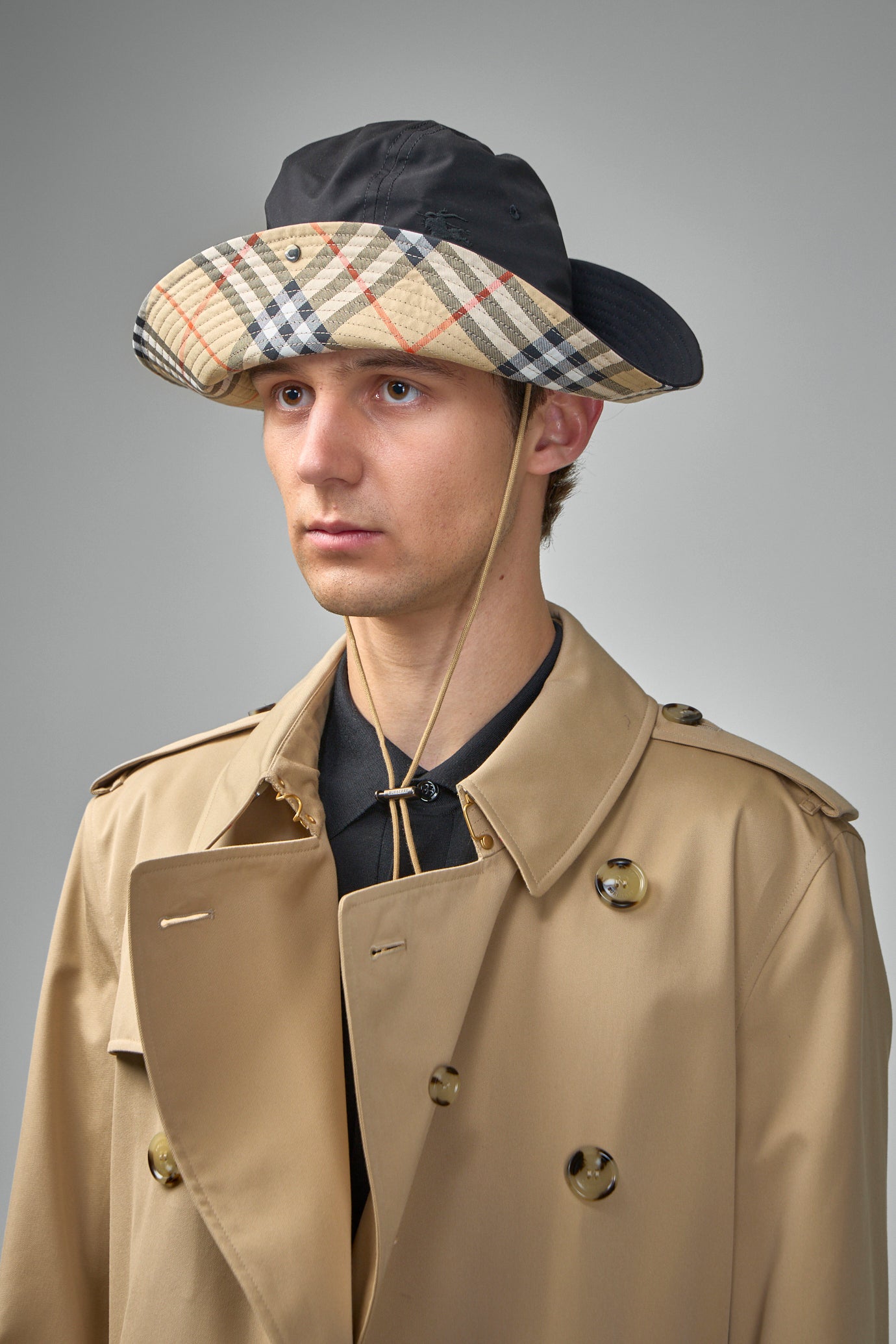 Check Brim Gabardine Hat