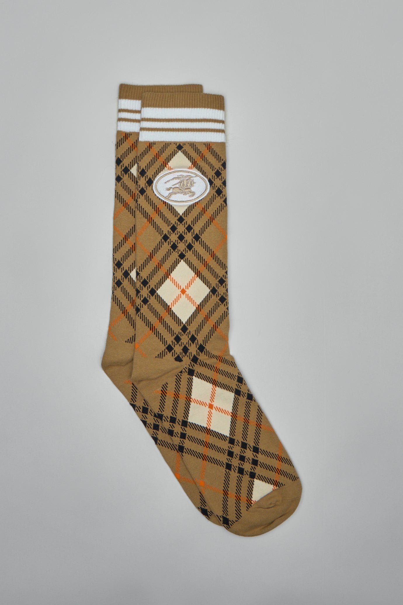 Argyle Check Stretch Cotton Blend Socks