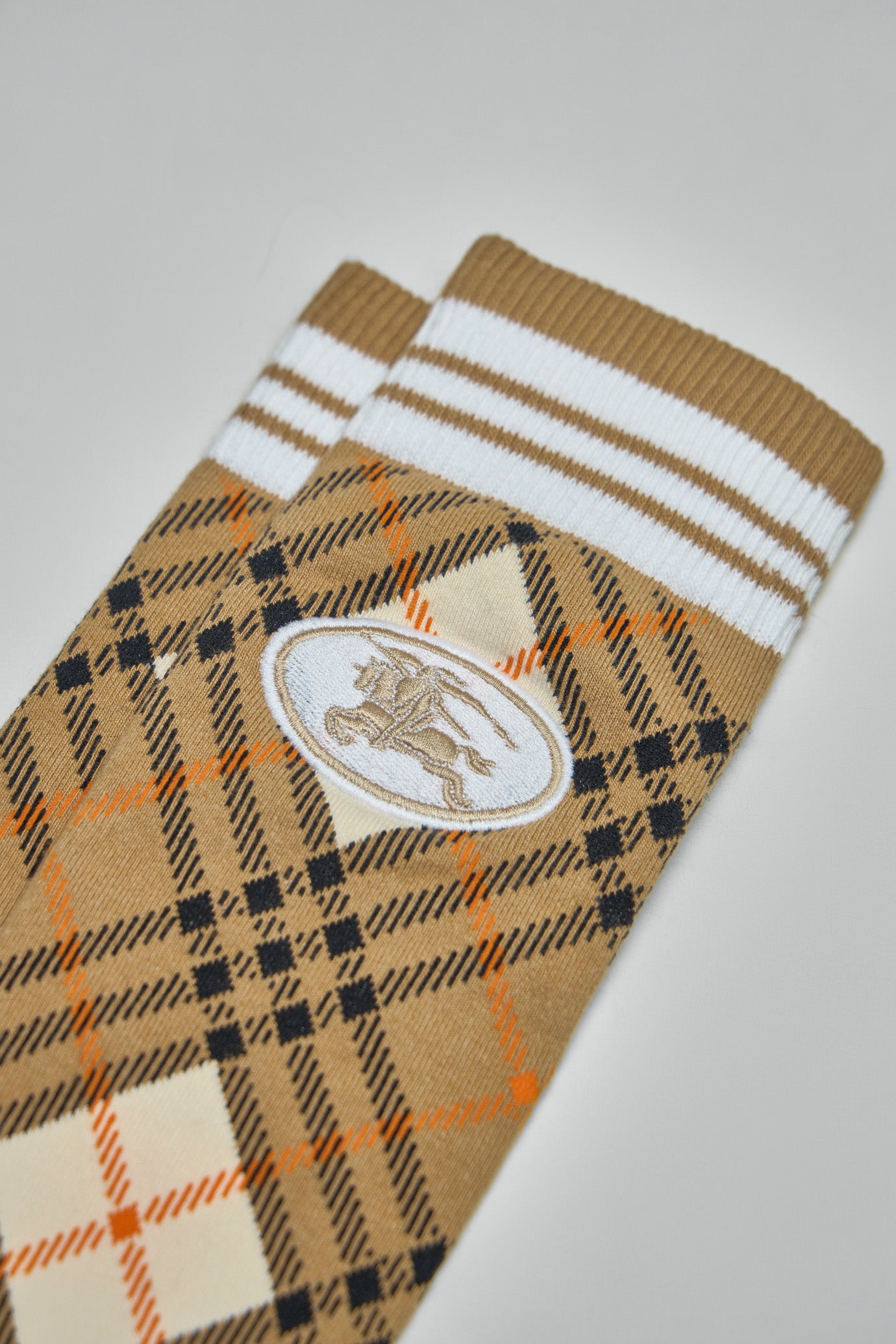 Argyle Check Stretch Cotton Blend Socks