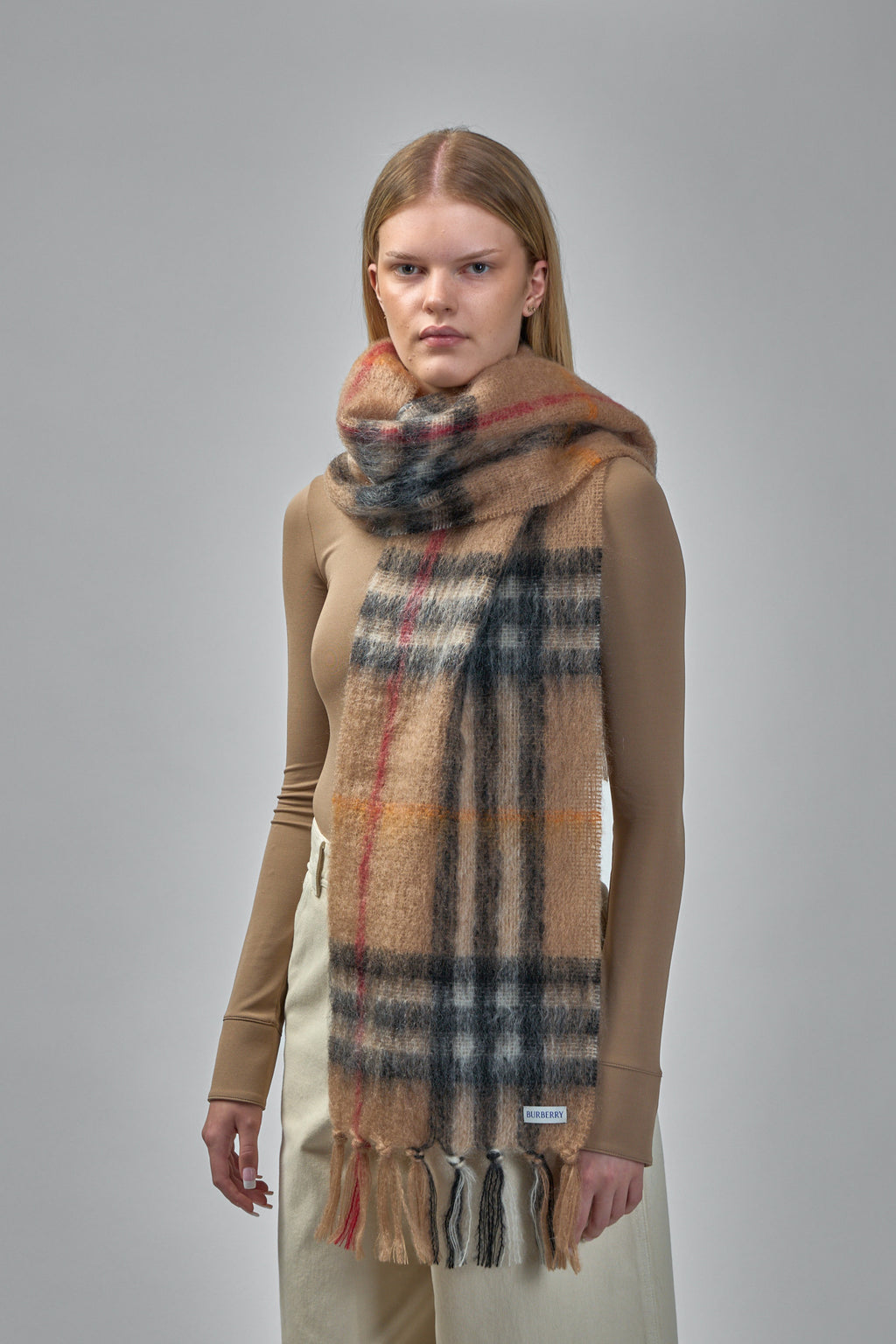 Checked Fringed Scarf