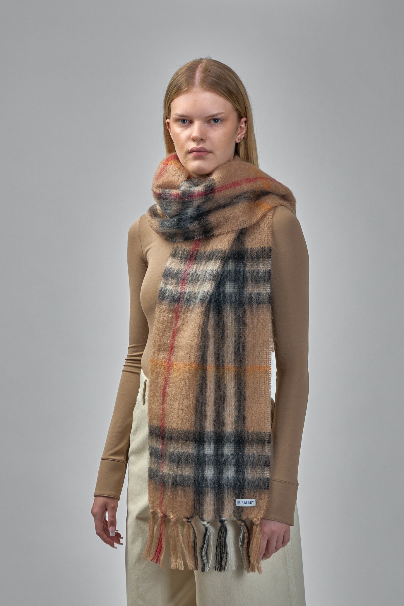 Checked Fringed Scarf