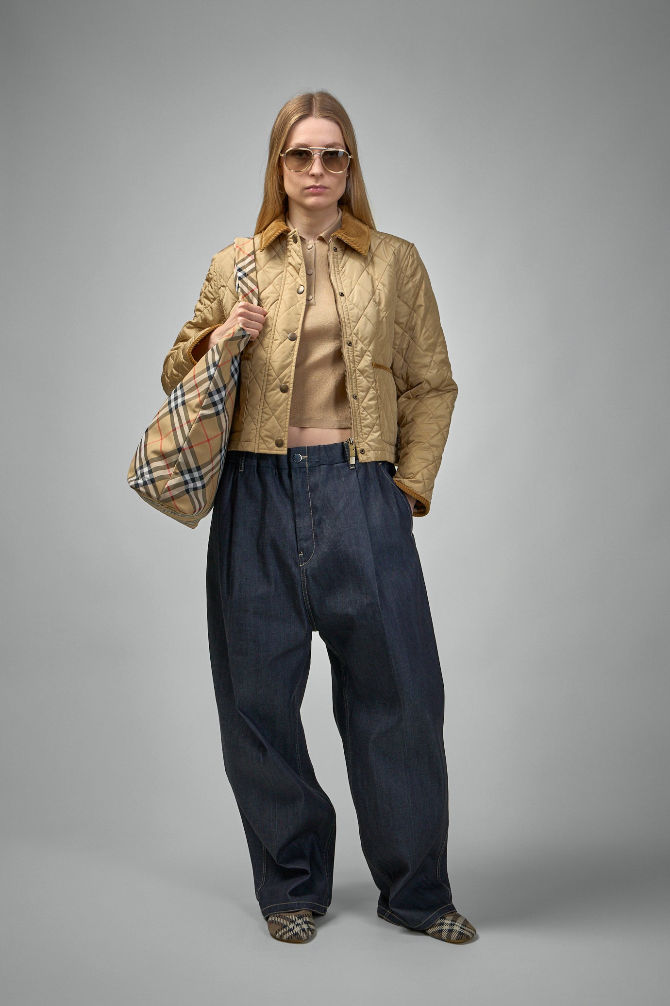 Cropped Quilted Nylon Jacket