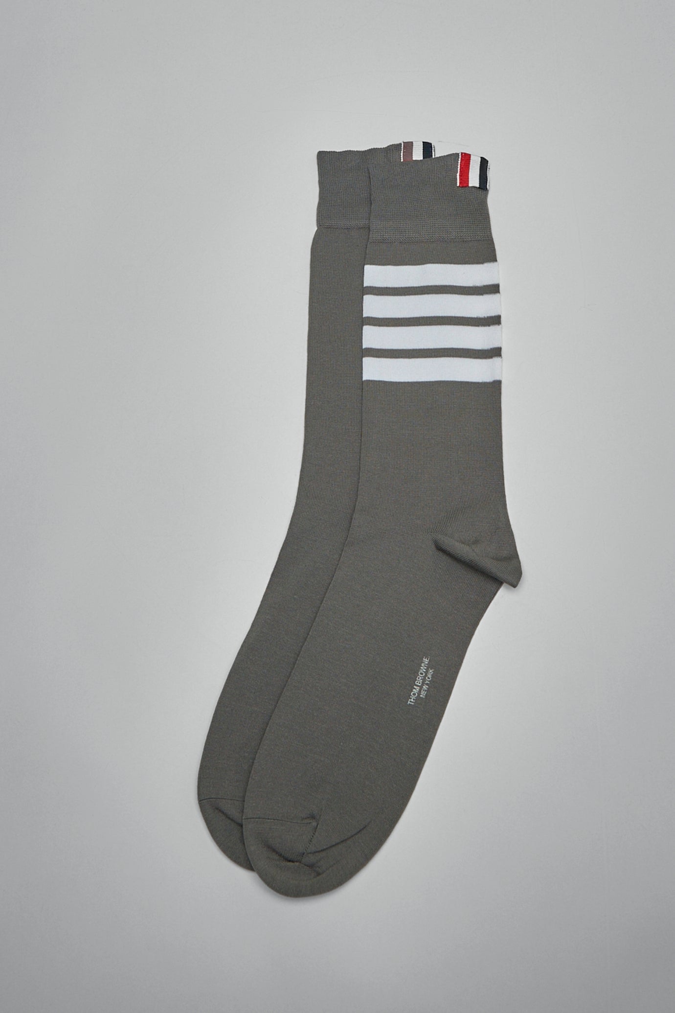 Mid Calf Socks W/ 4Bar In Lightweight Cotton