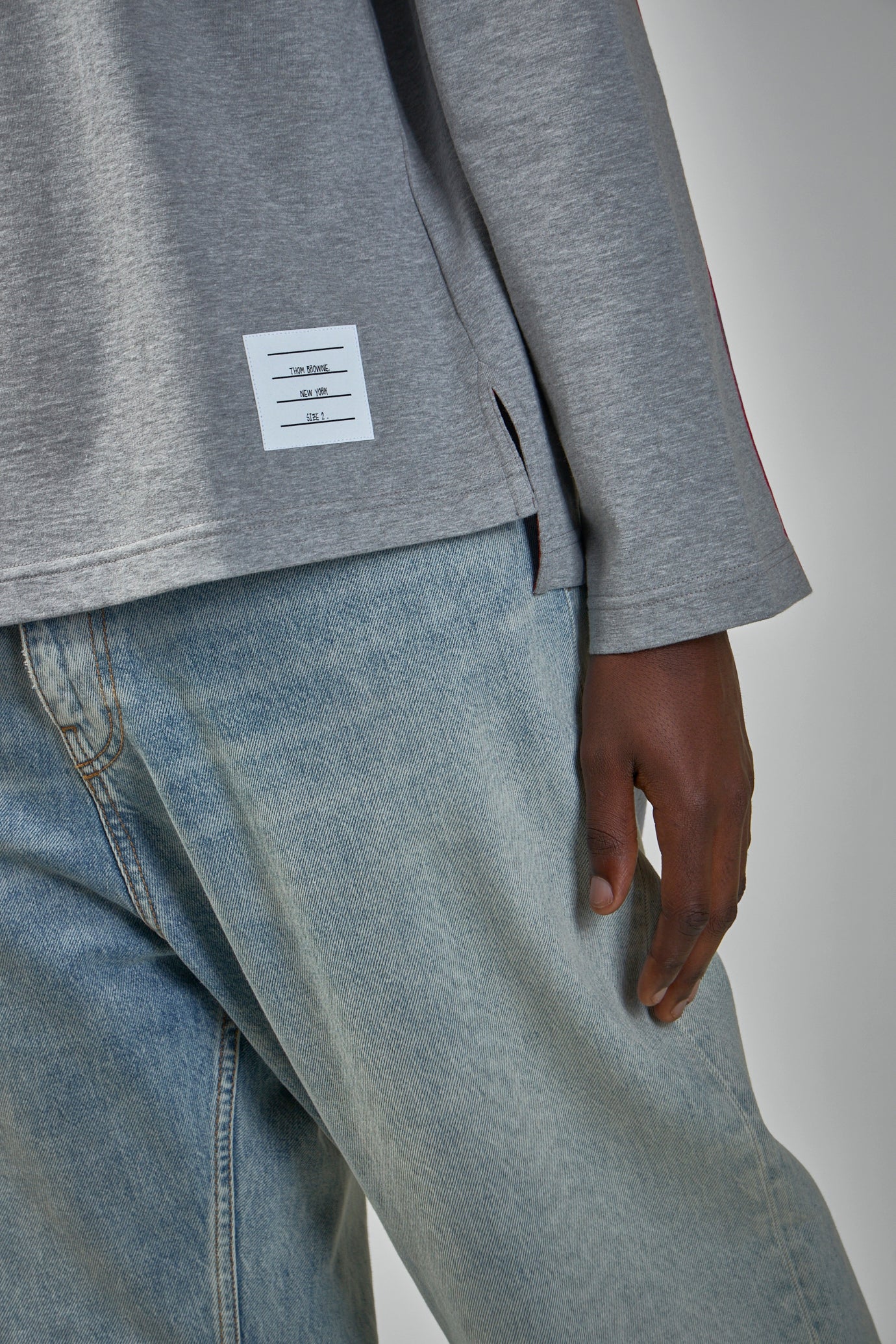 Oversized Long Sleeve Tee W/ RWB Knit Trim