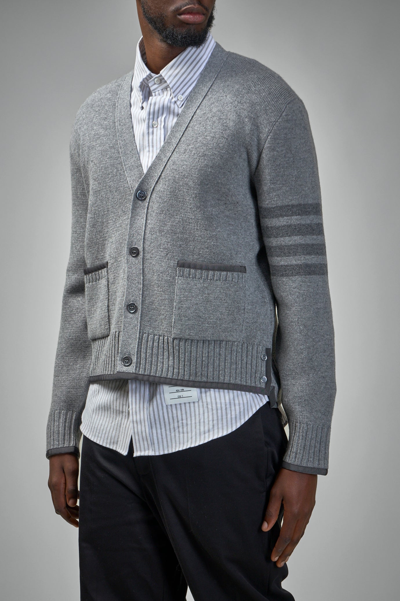 Milano Stitch V Neck Cardigan In Merino Wool