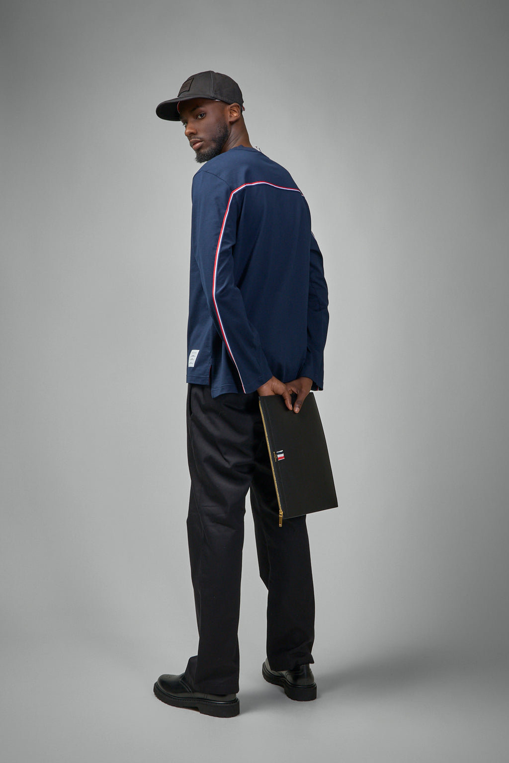 Oversized Long Sleeve Tee W/ RWB Knit Trim