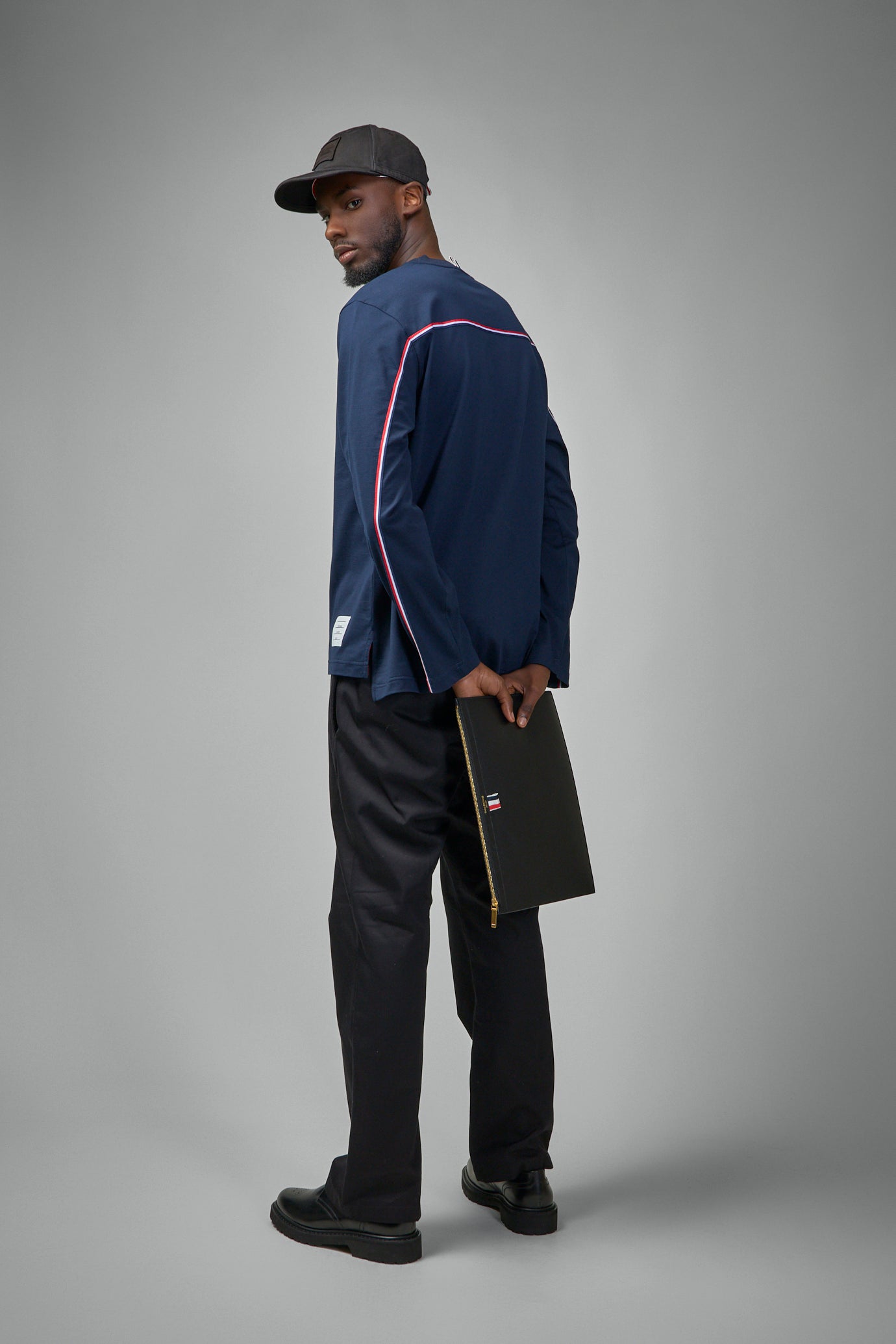 Oversized Long Sleeve Tee W/ RWB Knit Trim