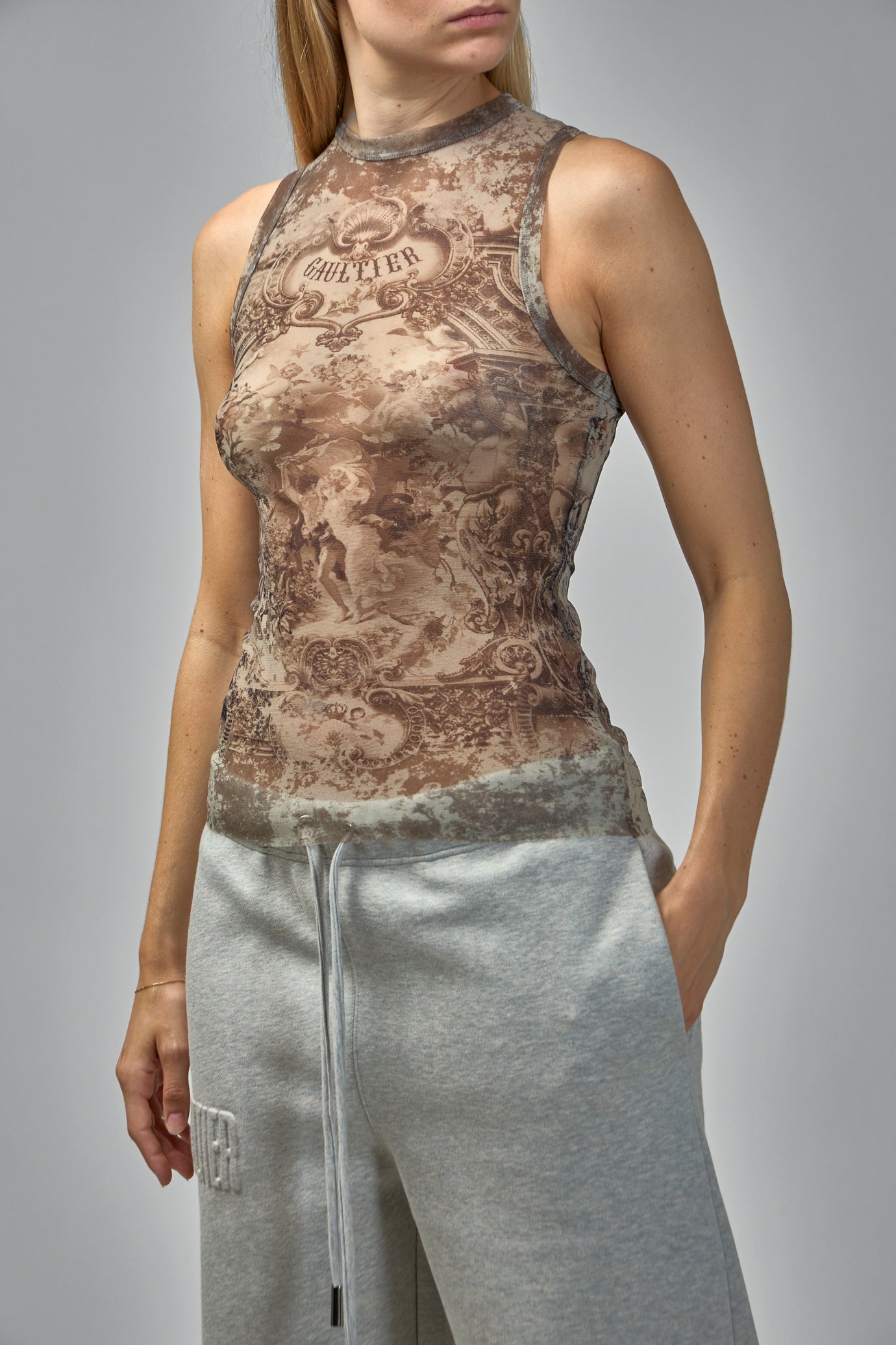 Mesh Printed Médaillon Tank Top