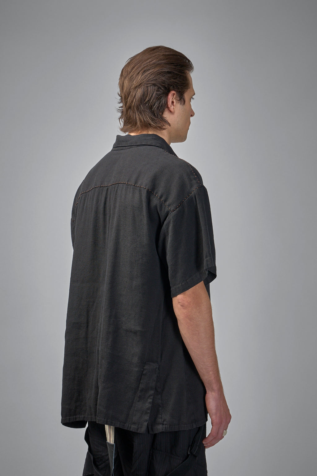 Assymetric Swing Back Exaggerated Volume Short Sleeve Workshirt