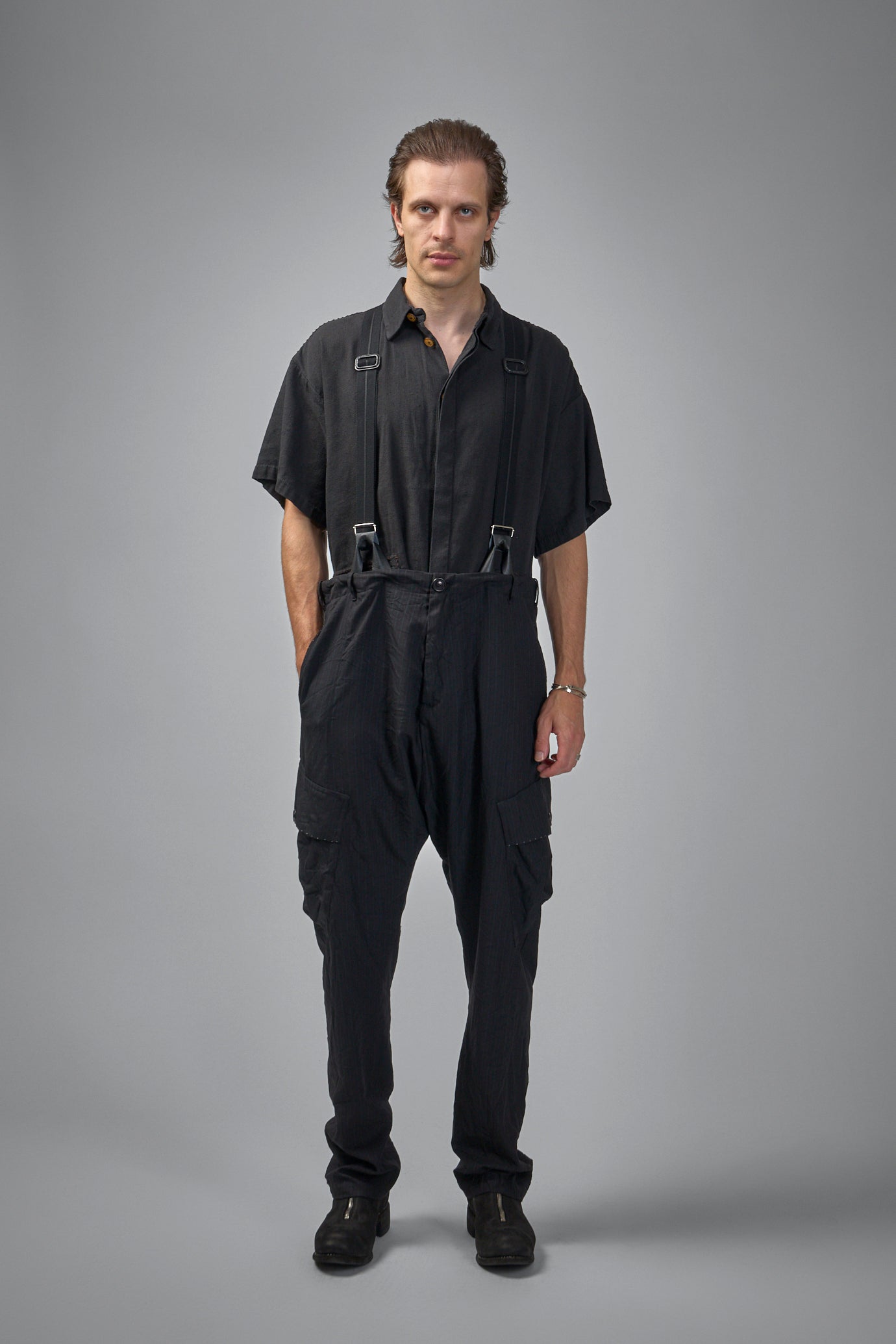 Assymetric Swing Back Exaggerated Volume Short Sleeve Workshirt