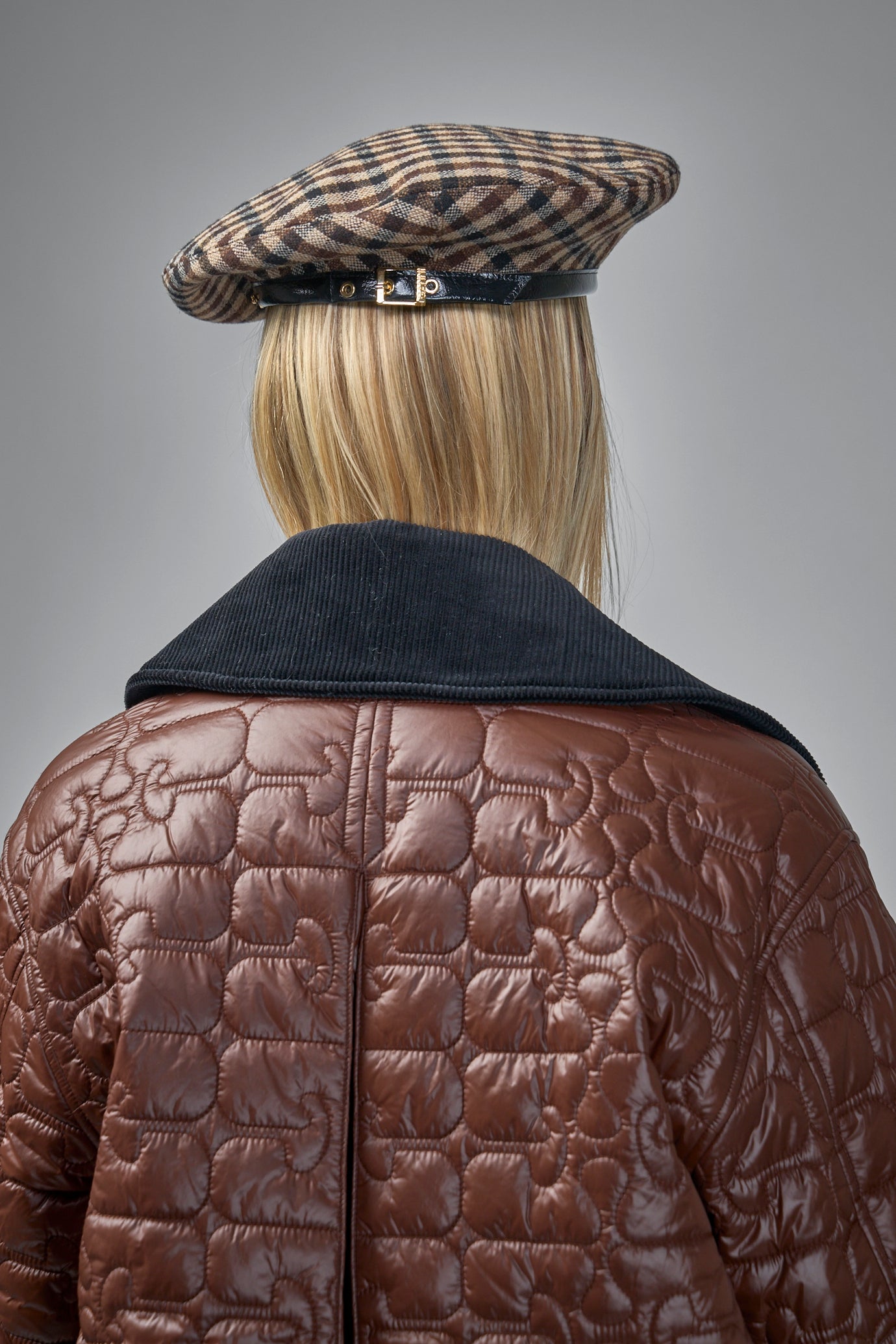 Checked Wool Mix Beret