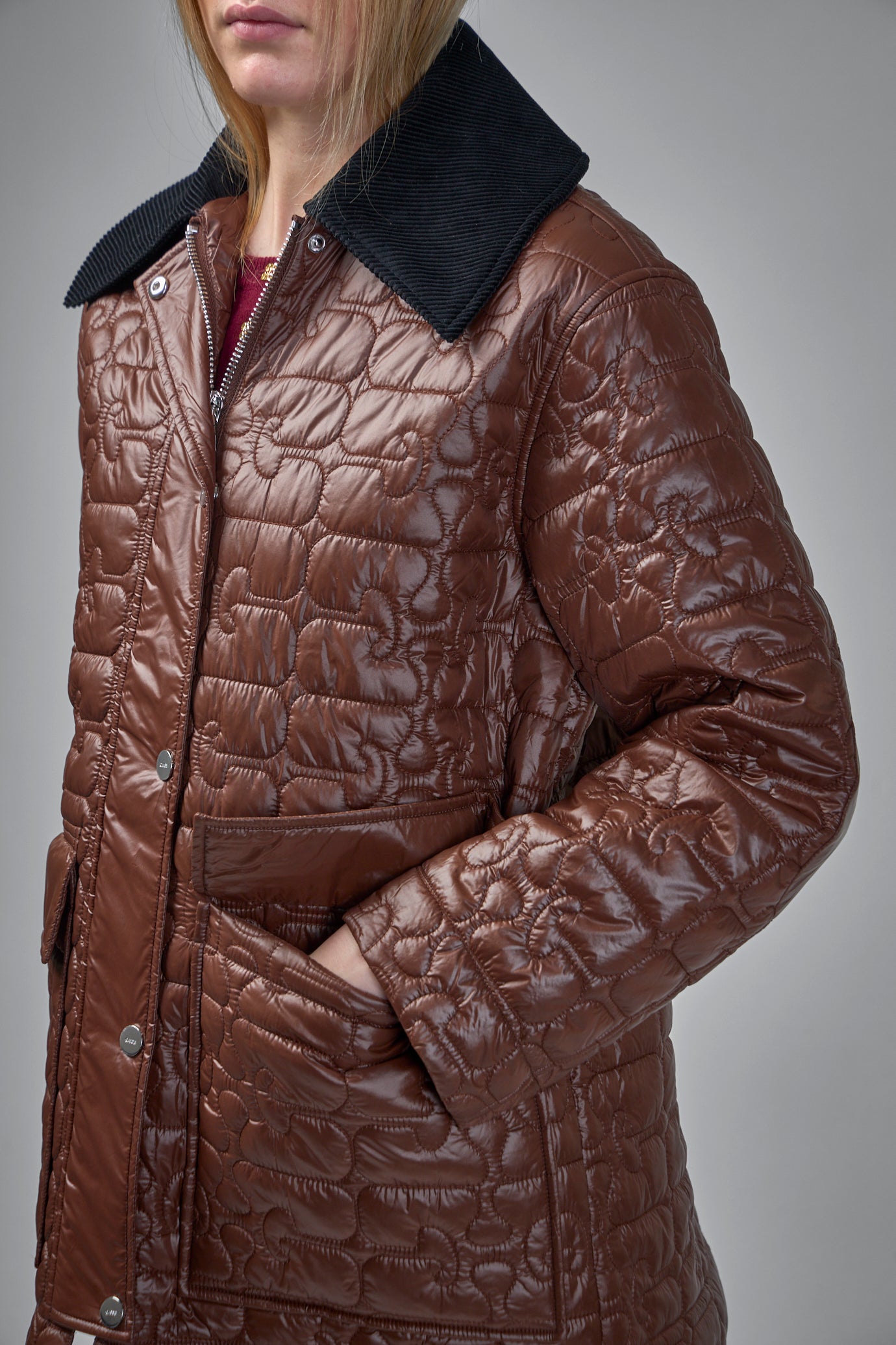 Shiny Quilt Midi Jacket