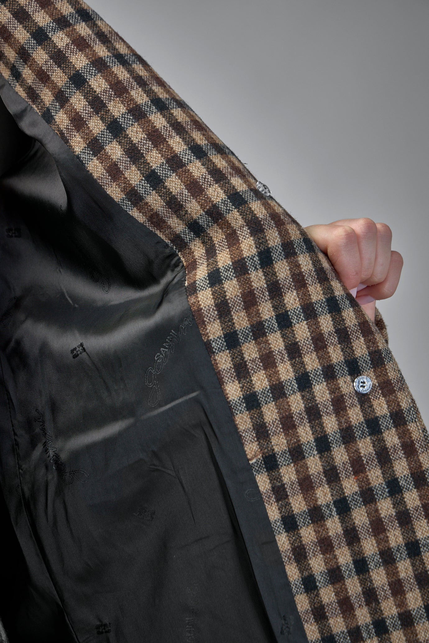 Check Wool Mix Oversized Blazer