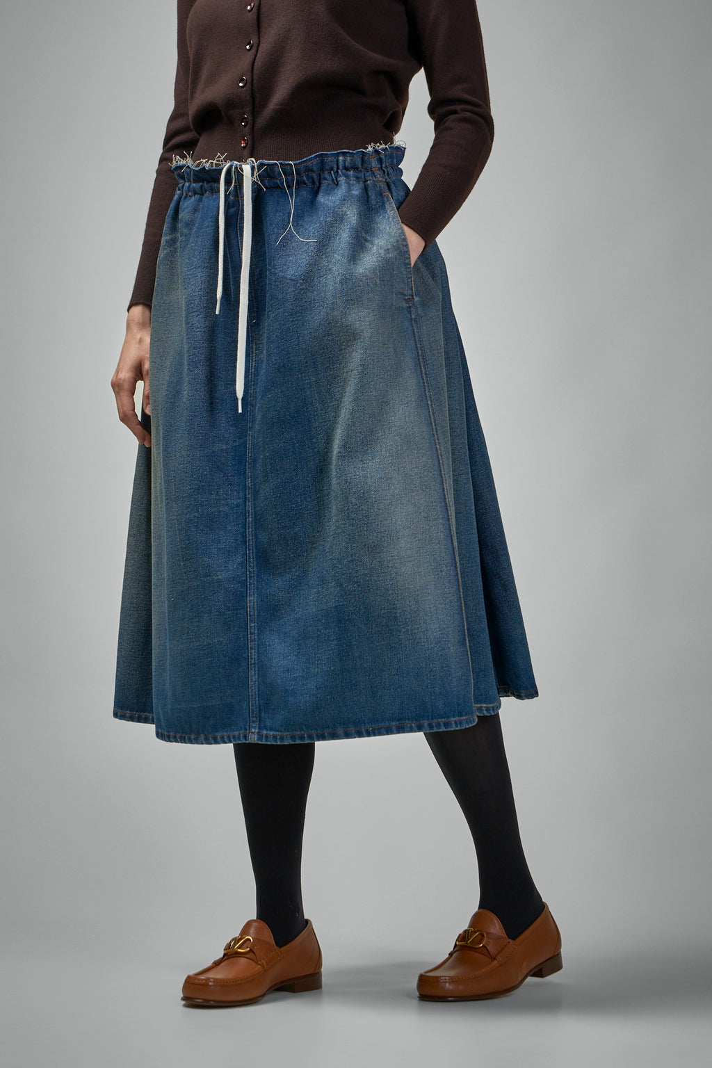 Drawstring Long Skirt