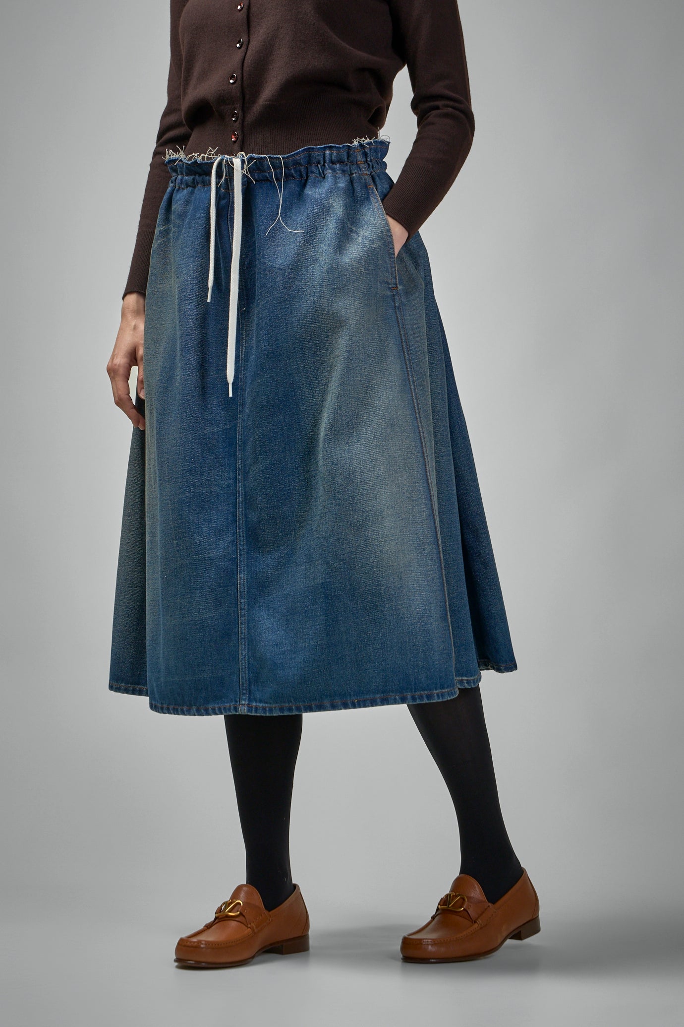 Drawstring Long Skirt