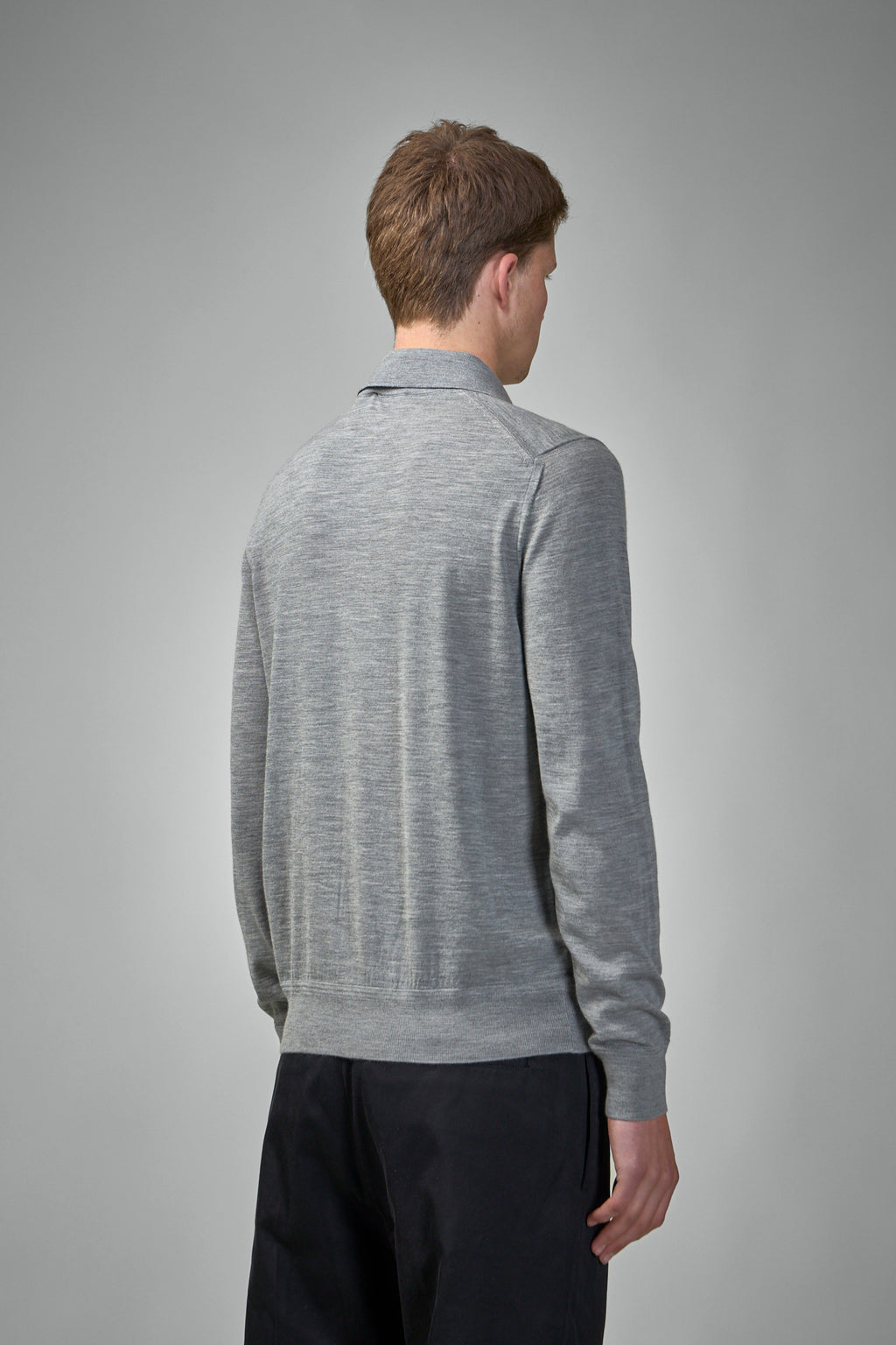 Fine Gauge Pure Wool LS Polo