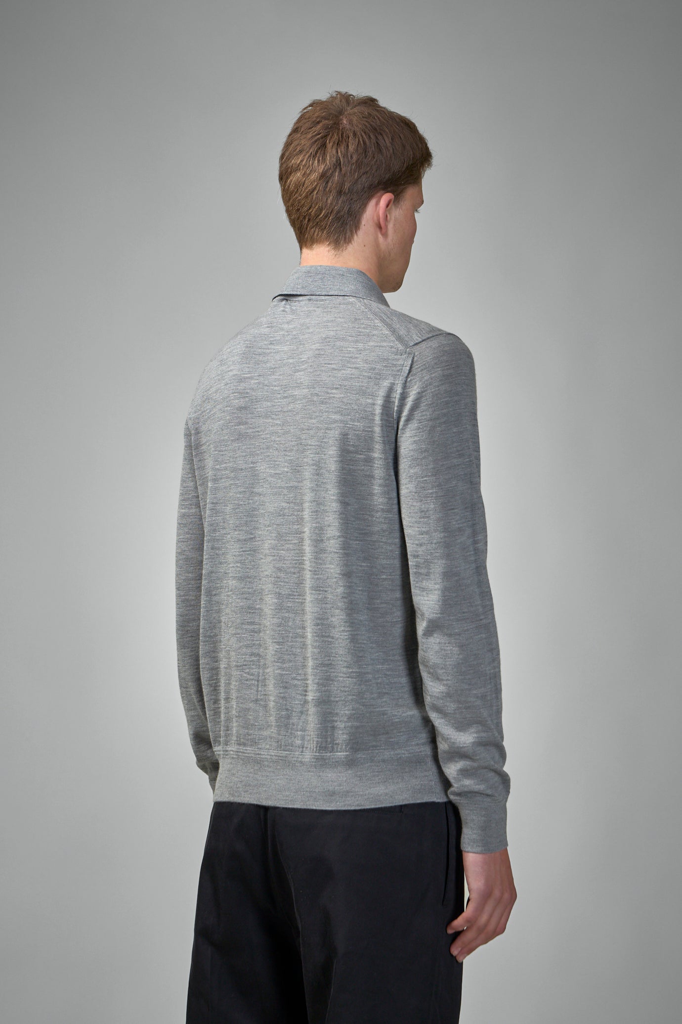 Fine Gauge Pure Wool LS Polo